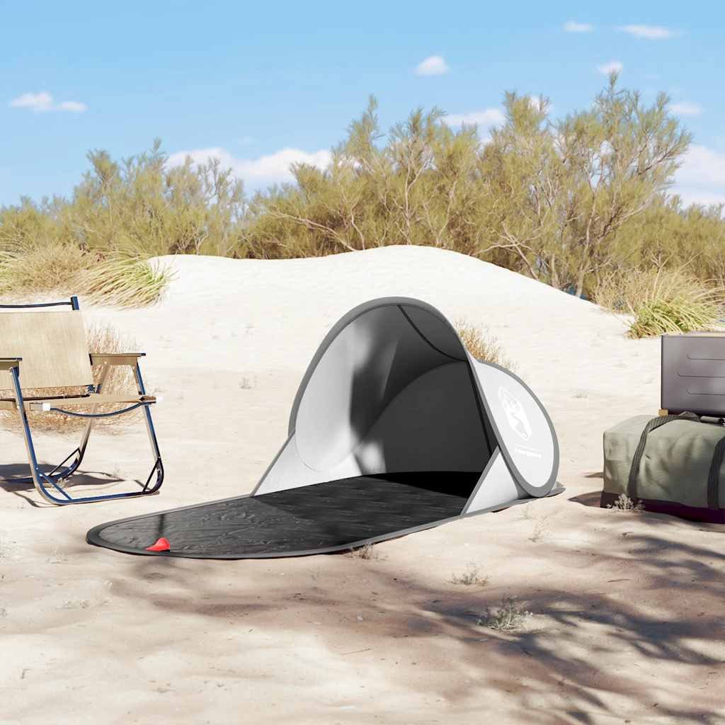 furnicato Strandmuschel Strandzelt Pop-up 190x80x60 cm Grau, Leichter Pavillon mit Reißverschluss-System und inkl. Tragetasche