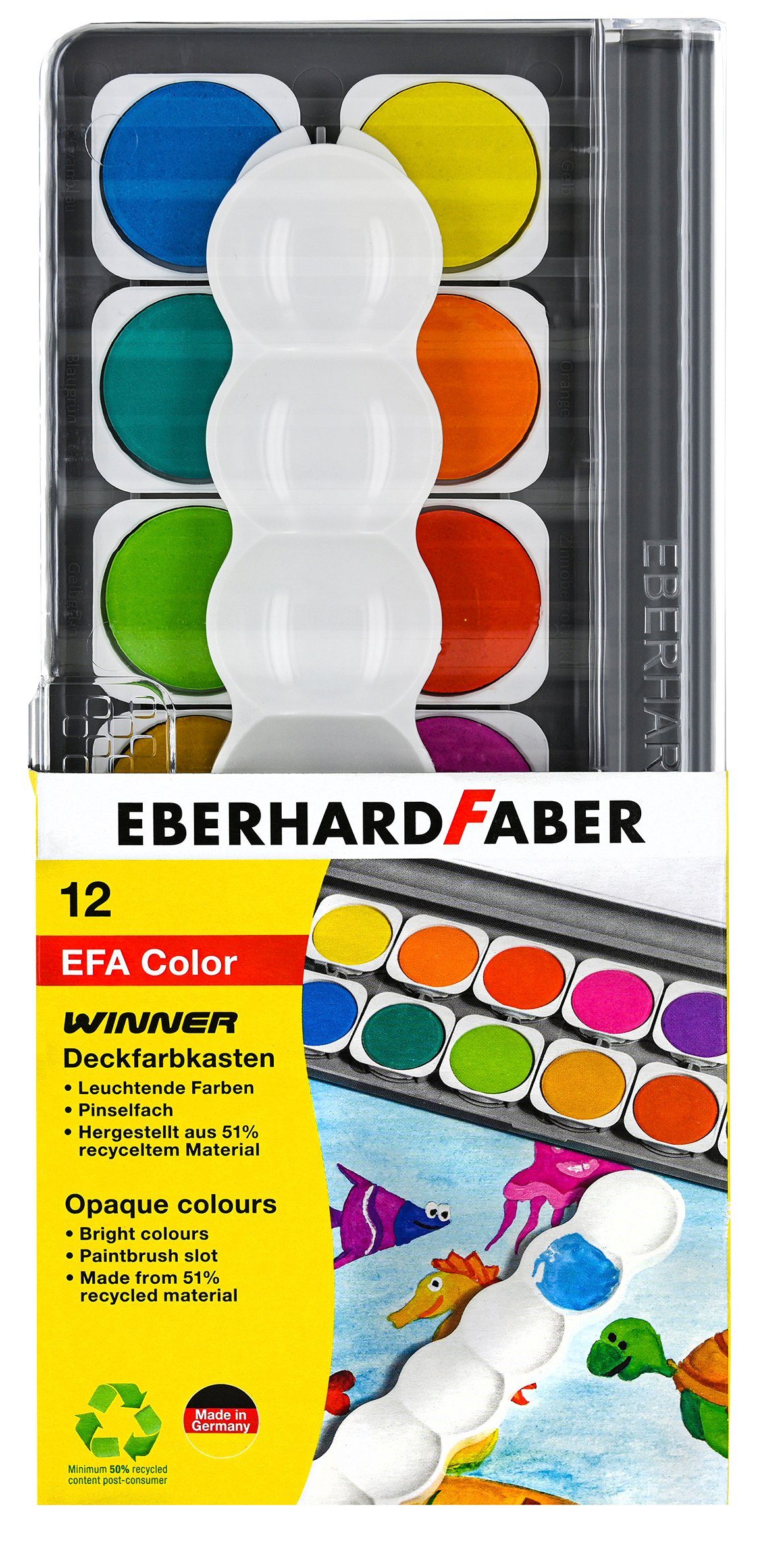 Eberhard Faber Malpalette Winner Deckfarbkasten, 12 oder 24 Farben