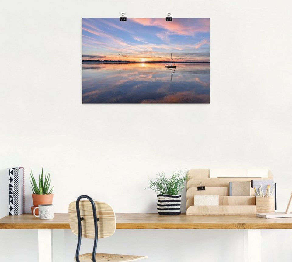 Artland Wandbild Sonnenuntergang am Starnberger See II, Bilder vom  Sonnenuntergang & -aufgang (1 St), als Alubild, Leinwandbild, Wandaufkleber  oder Poster in versch. Größen