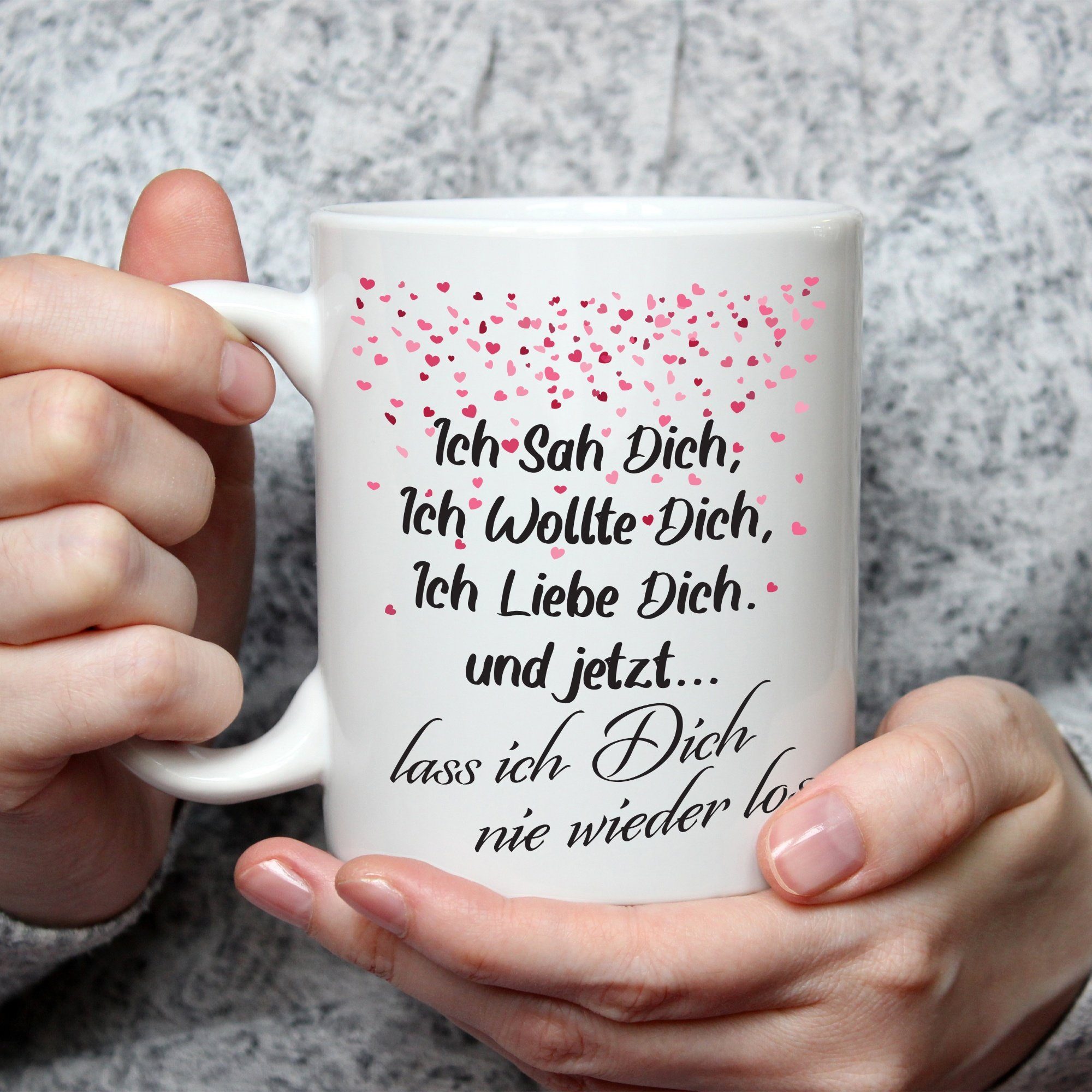 sah GRAVURZEILE Frauen Geschenkidee Geschenk Sie - Ich & Männer für zum Weiß dich - mit Ihn Valentinstag Tasse Bedruckte - Geschenk Kaffeetasse Teetasse Spruch für - Kaffeebesser - Tasse