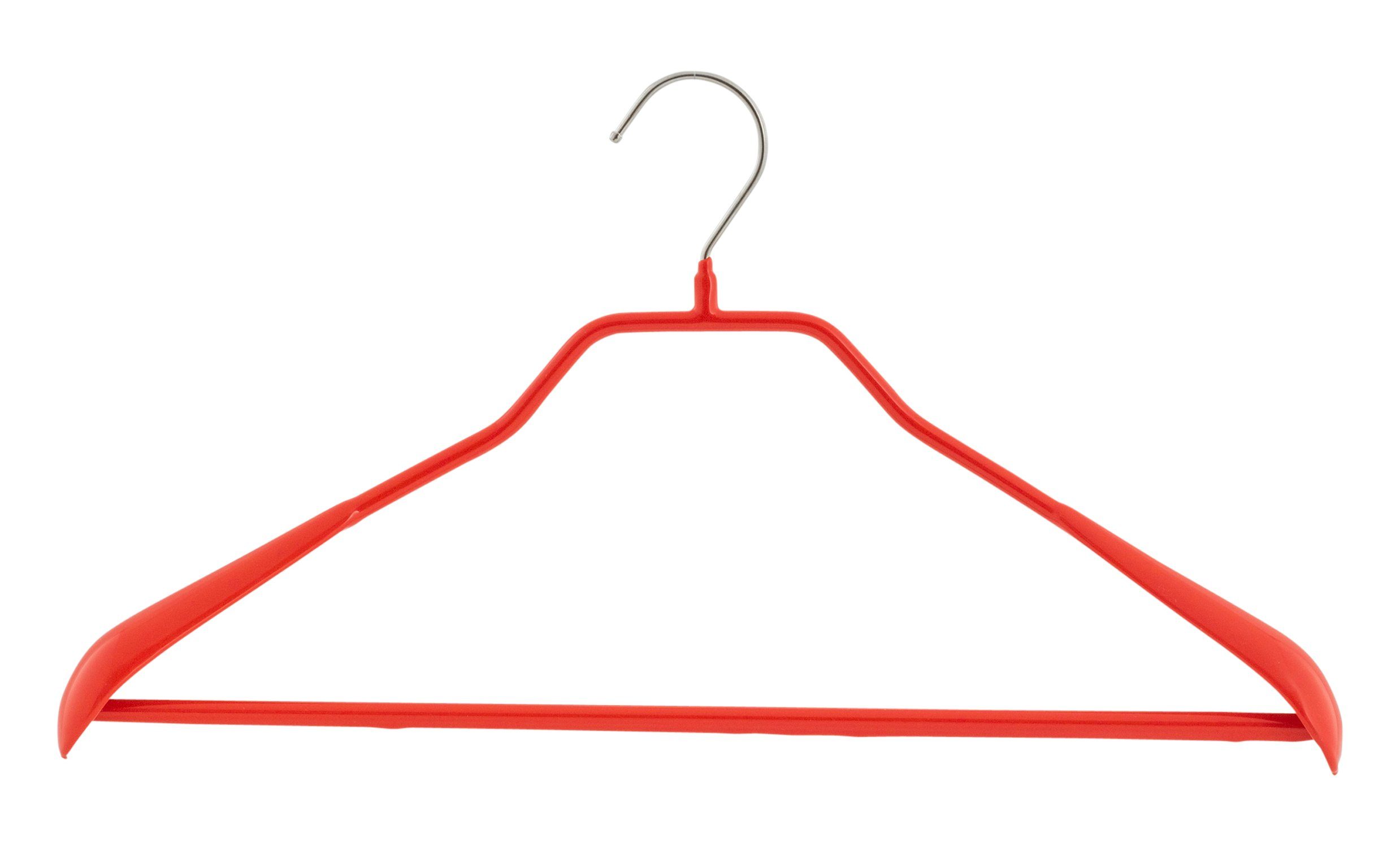 Rot Rundstahl-Kleiderbügel breit Kleiderbügel mm MAWA geeignet 4,6 (10-tlg) ummantelt, ausgeformter mit belastbarer Rundstahl, rutschhemmend Bodyform/LS Schulterauflage, aus für Oberbekleidung, MAWA körpergeformt,