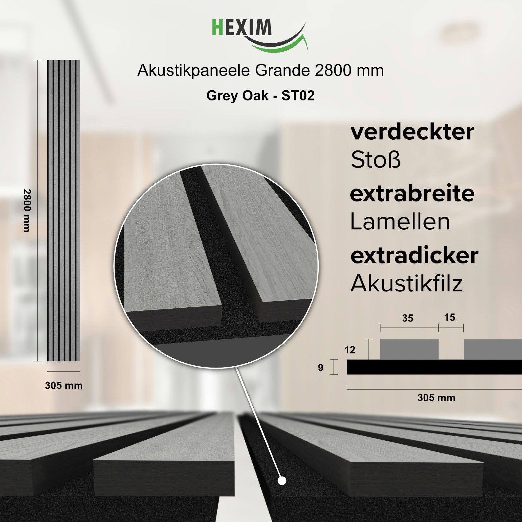 Hexim Wandpaneel, (Akustikpaneele 280x30cm Holzpaneele Grande günstig online kaufen