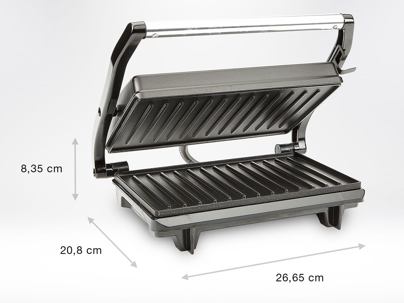 Tristar Kontaktgrill, 700 W, Elektro Low fat Indoorgrill klein Panini Multigrill Snackmaker 22x14cm