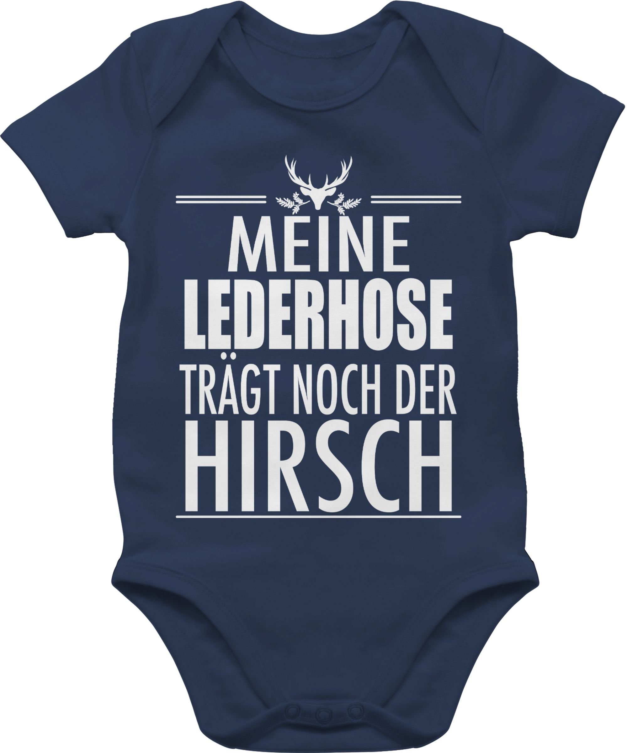 Shirtracer Shirtbody Meine Lederhose trägt noch der Hirsch - weiß Mode für Oktoberfest Baby Outfit 1 Navy Blau