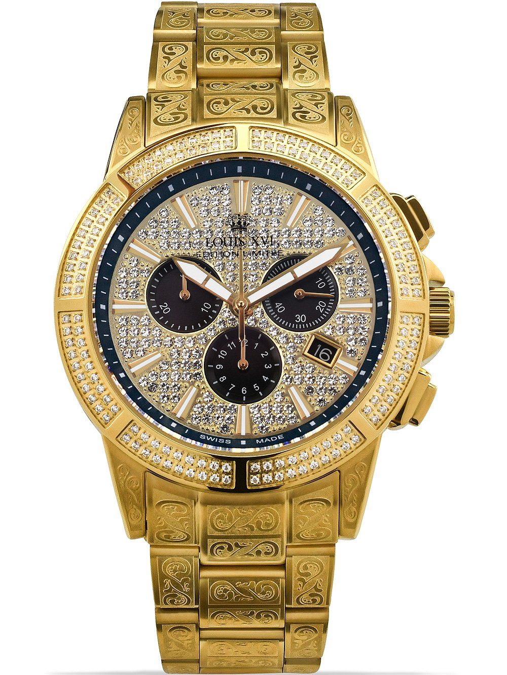 Quarzuhr Louis XVI LXVI1126 Majeste Iced Out Chronograph Herrenuhr 43mm Louis XVI LXVI1126 Majeste Iced Out Chronograph Herrenuhr 43mm