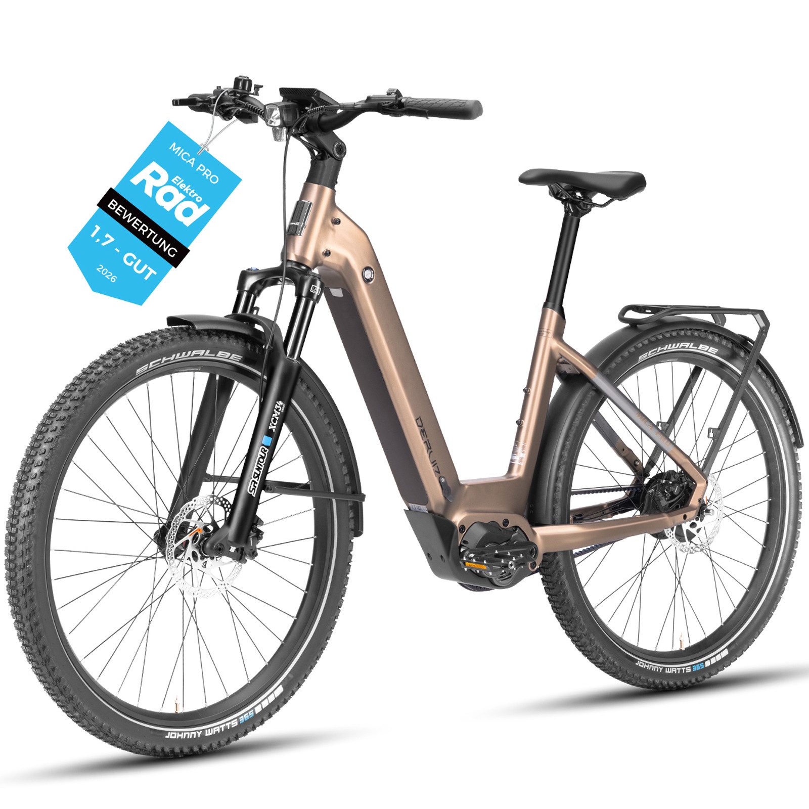 DERUIZ E-Bike Trekkingrad Mica pro 28 Zoll/29 Zoll, Mittelmotor 110Nm, 180km, Riemenantrieb, Nabenschaltung, Mittelmotor, 720 Wh, (Trittfrequenz- und Drehmomentsensor Lockout-Federgabel Tiefeinsteiger)