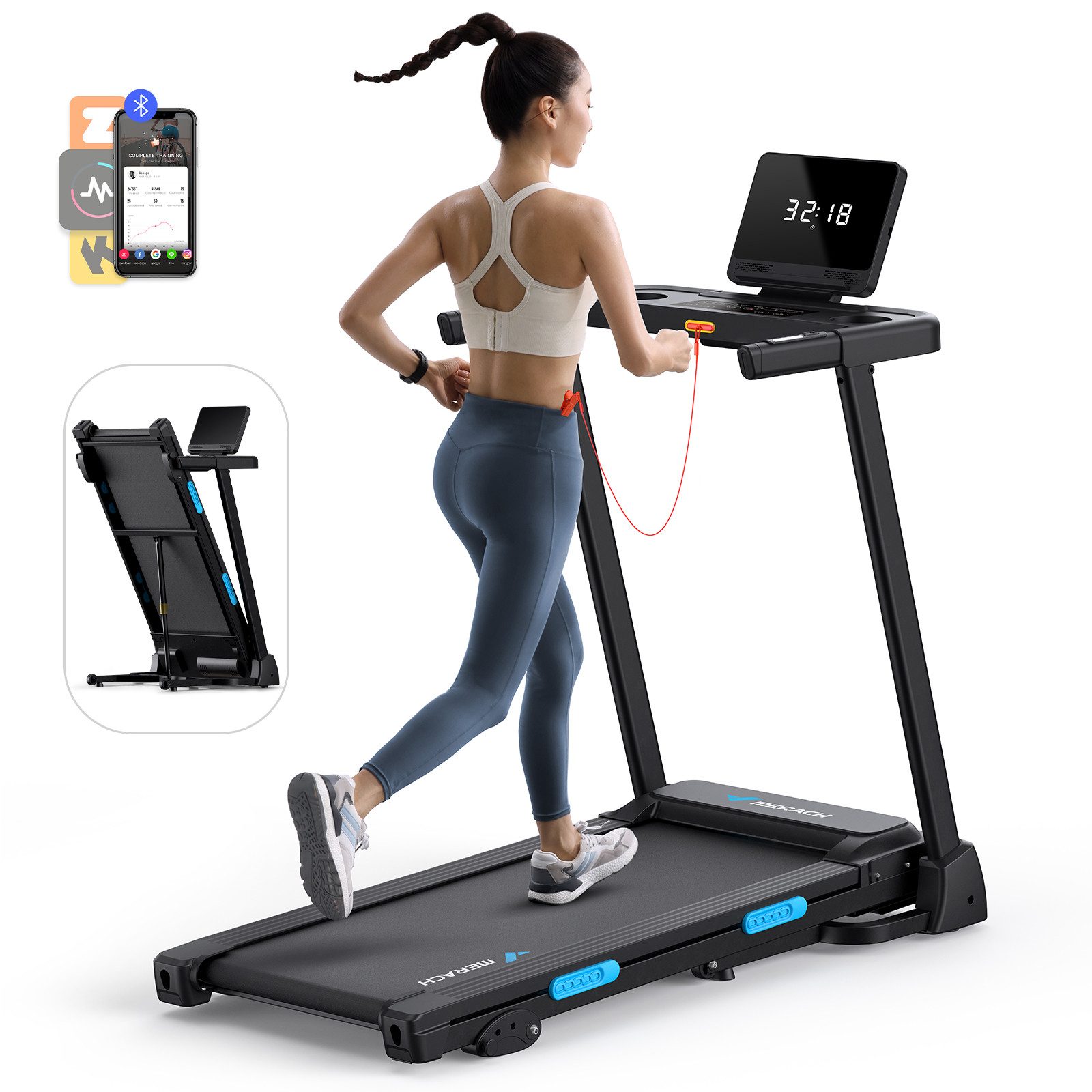 Laufband Elektrisches Laufband, Klappbares Laufband für Zuhause bis 12 km/h