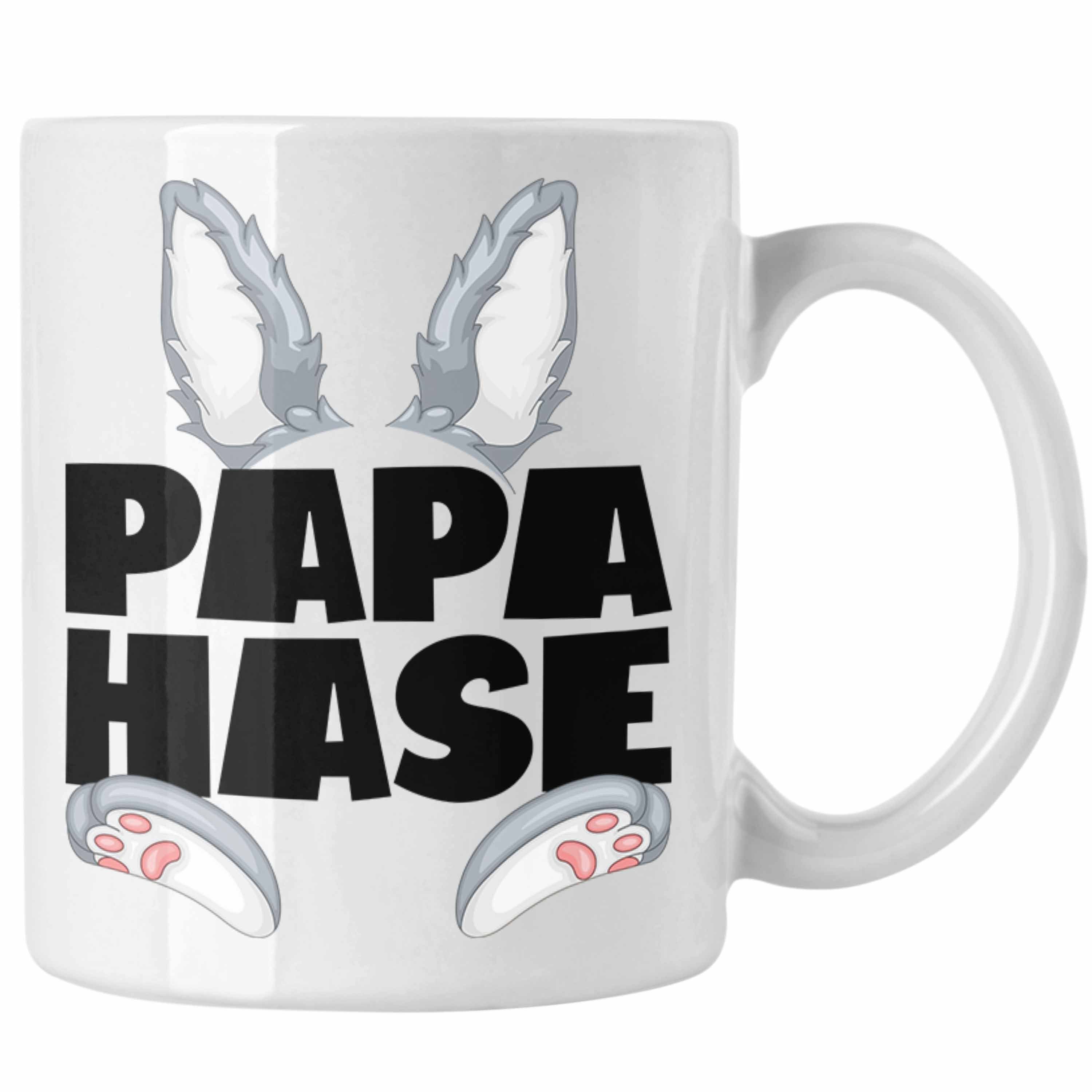 Trendation Tasse Papa Hase Tasse Geschenk für Hasen-Vater Geschenkidee Kaffee-Becher Be Weiss