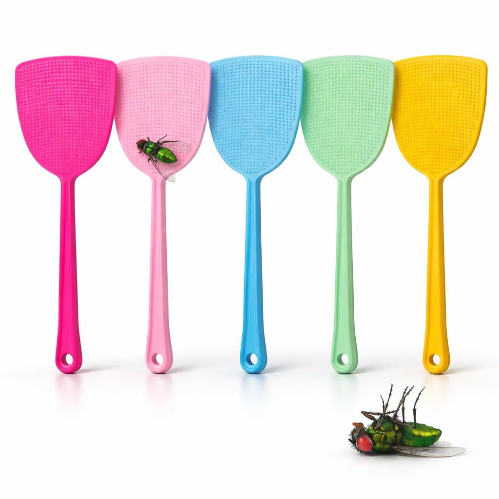 Gartiva® Fliegenklatsche 10er Fliegenklatsche bunt - Mückenklatsche Insektenschutz Fly Swatter, 35 cm Länge