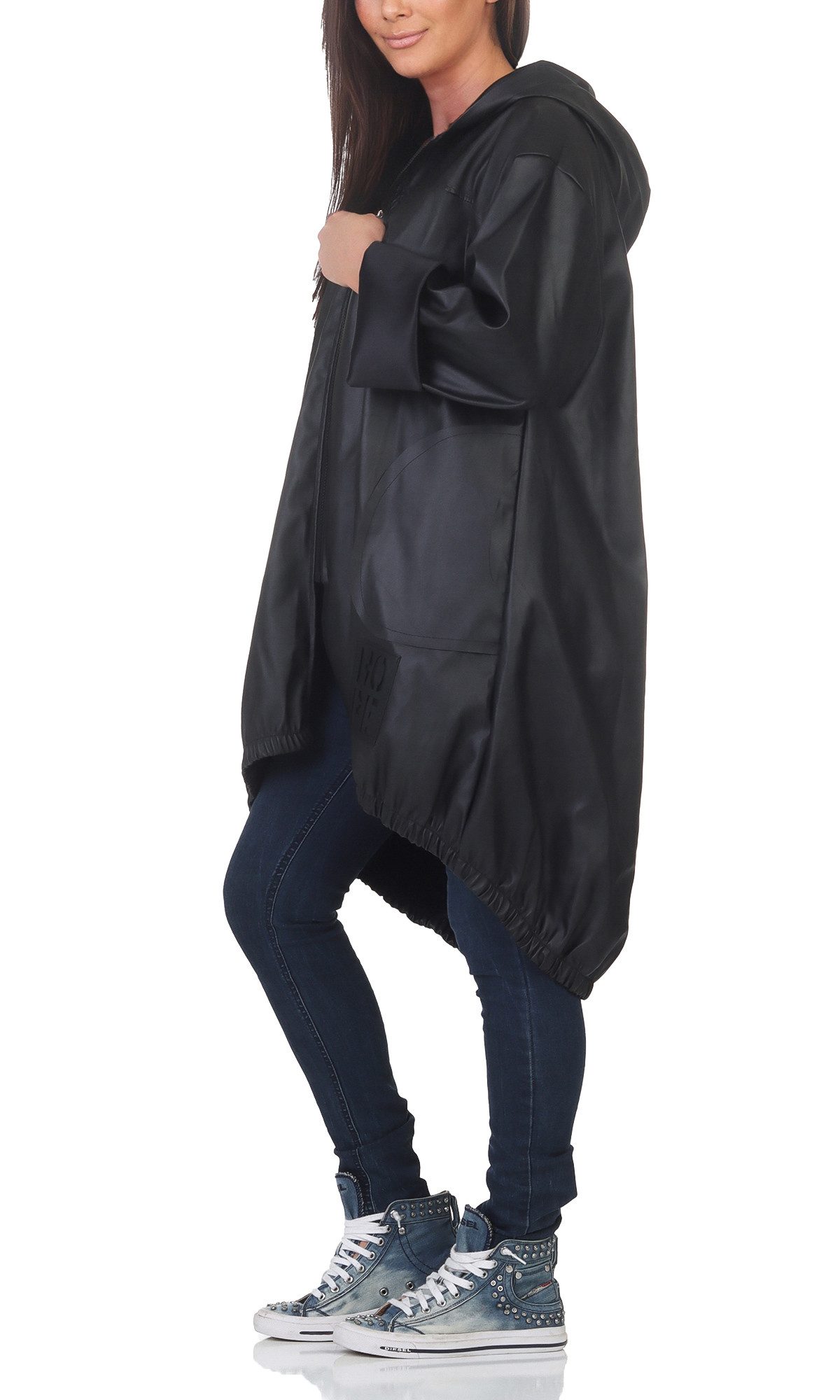 simaranda Regenjacke Damen Jacke 35346 38-42 Schwarz Unifarben