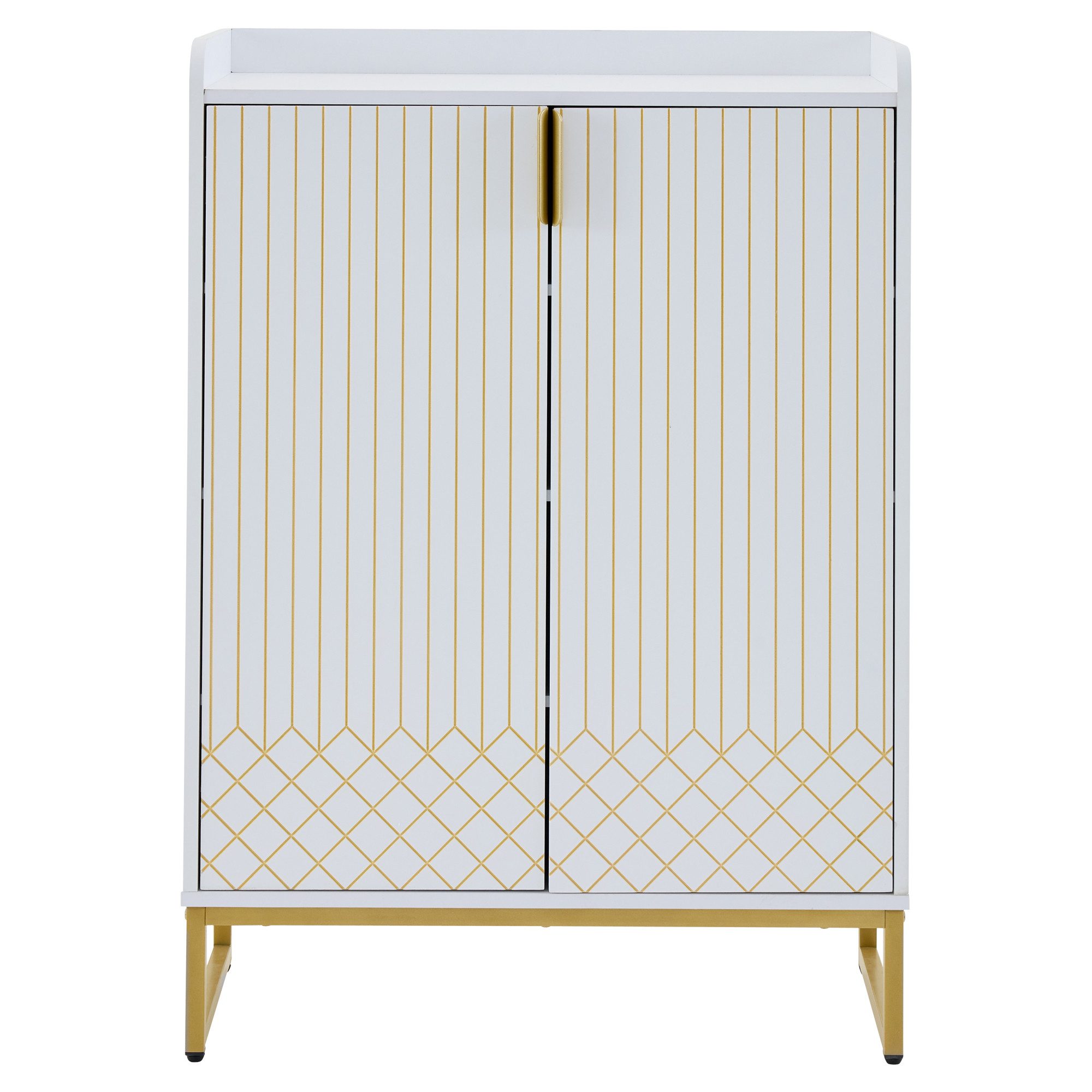 MC Star Schuhschrank mit goldenen Metallbeinen, Aufbewahrungsschrank mit goldfarbenen (goldfarbenen Schranktüren, 75*37*105CM)