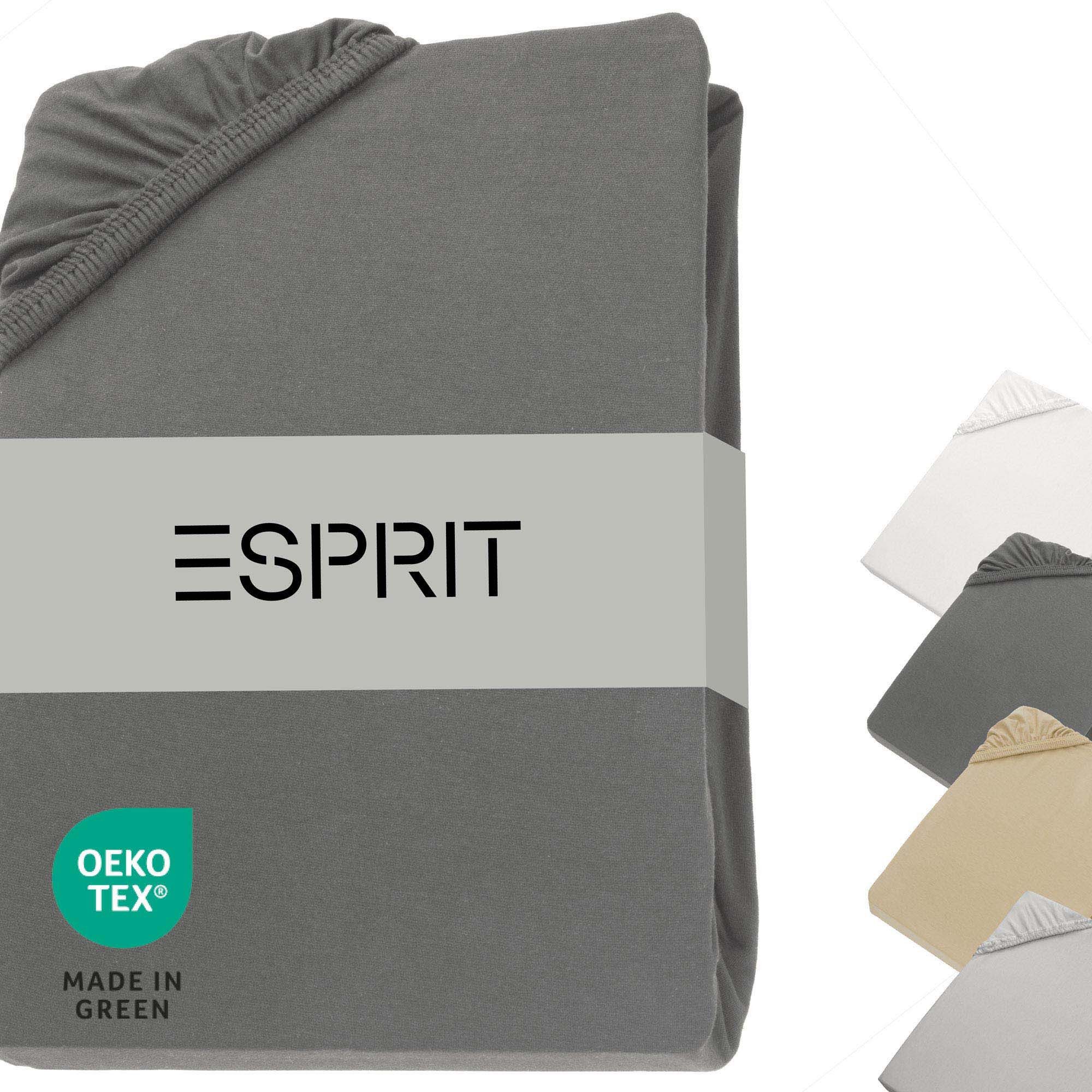 Esprit Spannbettlaken PREMIUM Spannbettlaken, Mischgewebe, Gummizug: rundum, (1 Stück), 100 x 200 cm in Anthrazit
