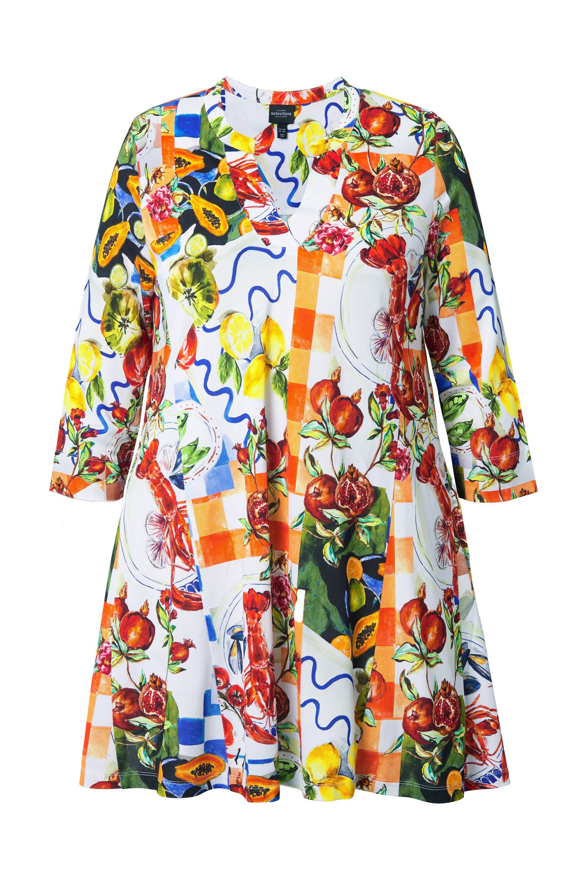 Ulla Popken Tunika Slinky-Bluse Food-Design A-Linie günstig online kaufen
