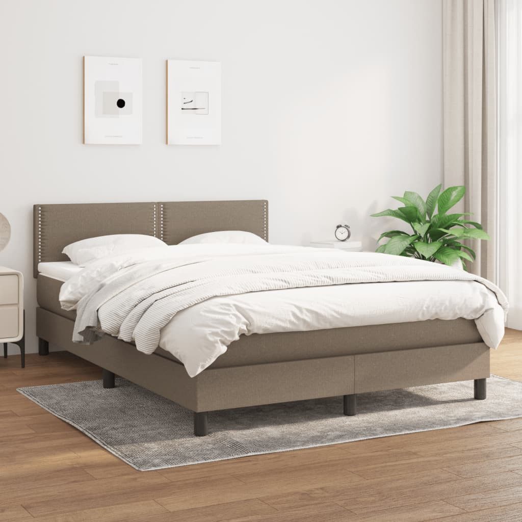 vidaXL Boxspringbett Boxspringbett mit Matratze Taupe 140x200 cm Stoff Bett günstig online kaufen