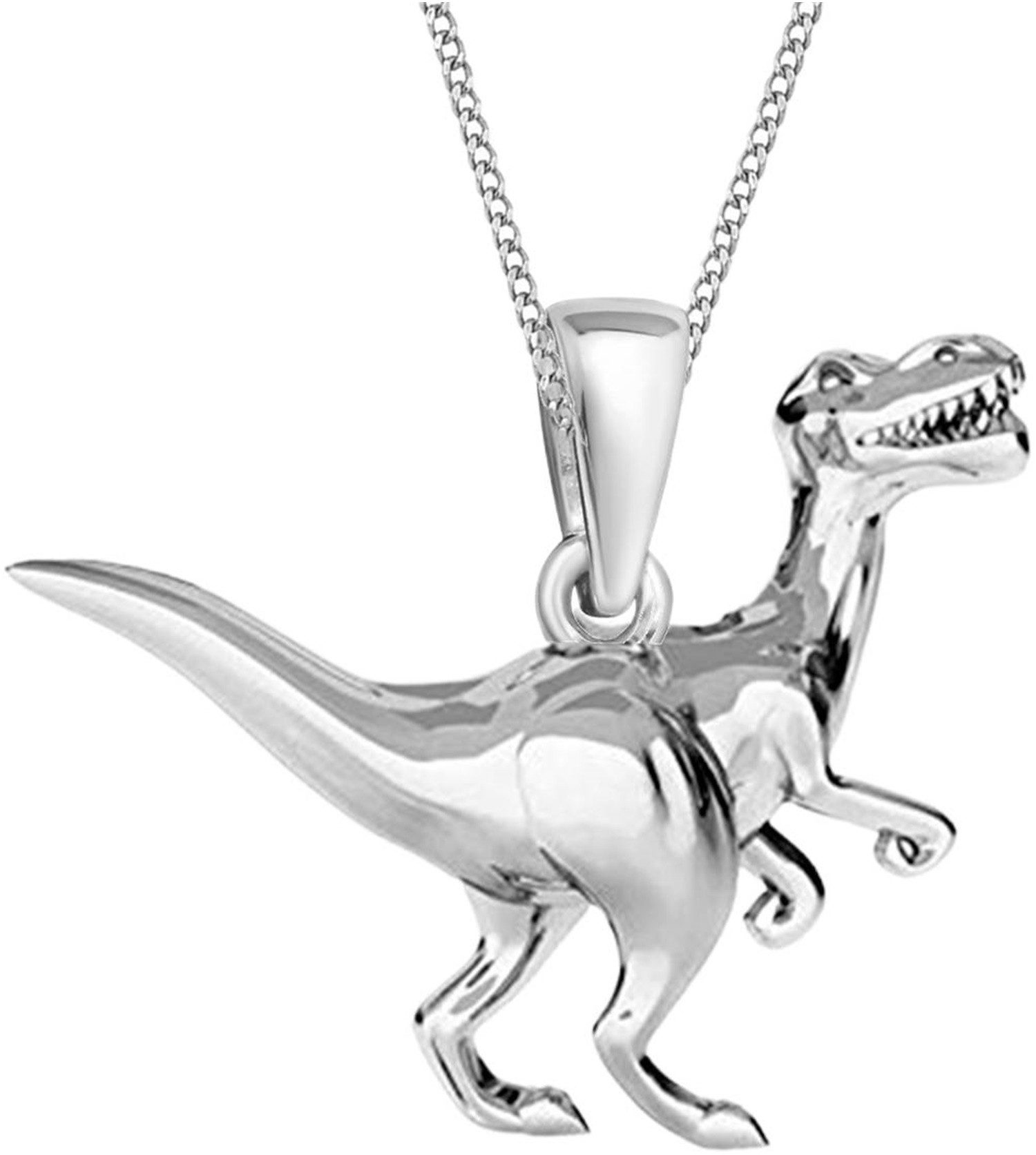 Goldene Hufeisen Kette mit Anhänger Mädchen Kinder Jungen Dinosaurier Anhänger mit Kette aus 925 Silber (2-tlg, inkl. Etui), Geschenkidee