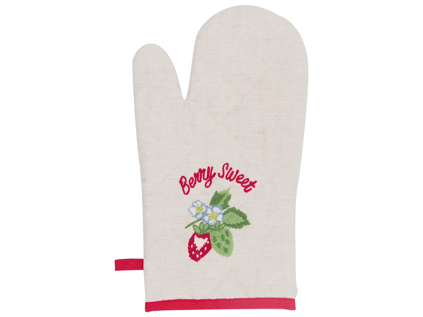 Greengate Topflappen Berry Ofenhandschuh mit Stickerei beige 31cm, (Schürzen & Ofenhandschuhe)