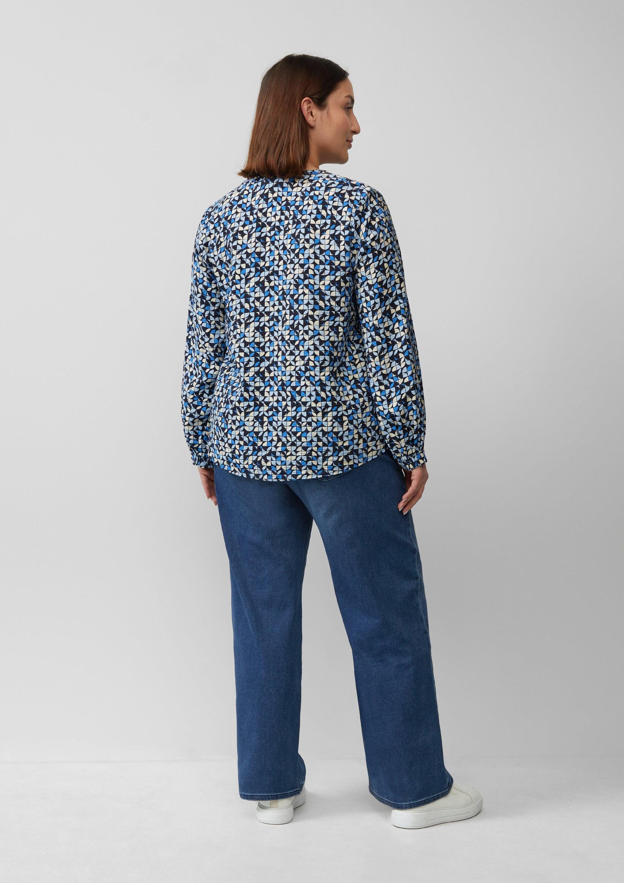 s.Oliver Langarmbluse Bluse Strukturierte Bluse aus Viskosemix mit Raffung