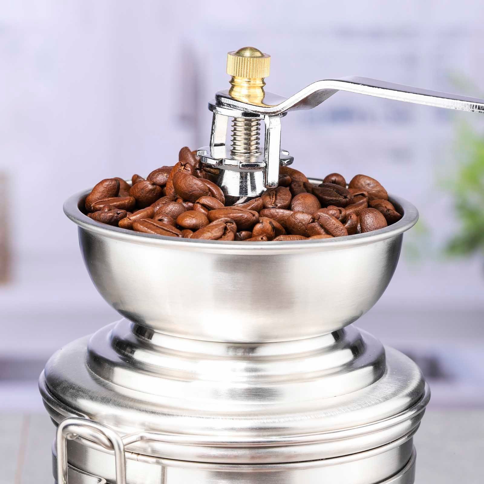 HAC24 Kaffeemühle Handkaffeemühle Kaffee Mühle Mahlmaschine Mahlgradeinstellung, Kegelmahlwerk, Manuell, Edelstahl mit Keramikmahlwerk