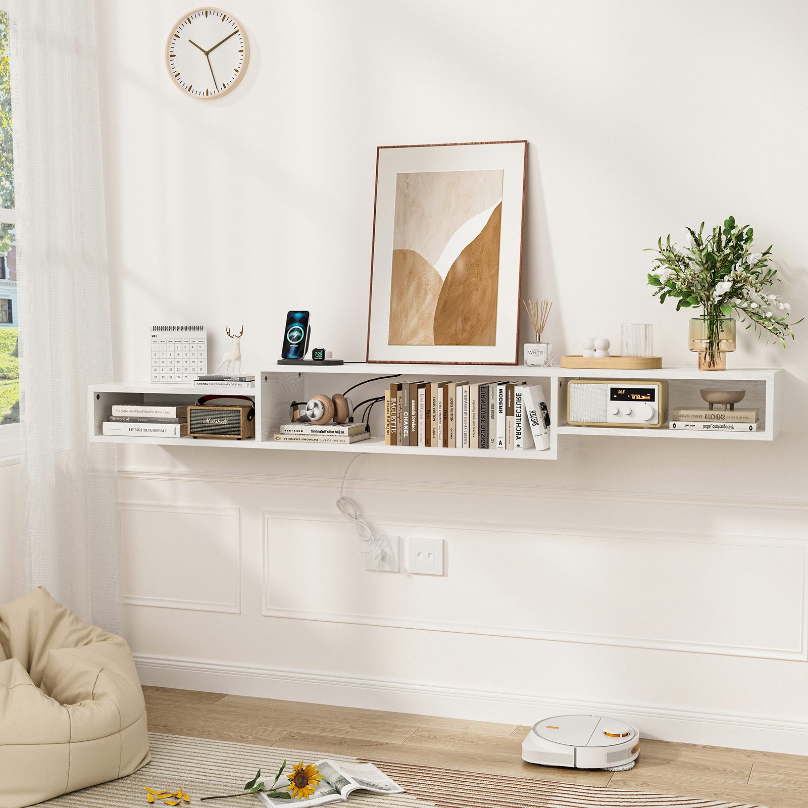 FABATO TV-Schrank schwebender und hängender Fernsehschrank, Lowboard mit LE günstig online kaufen