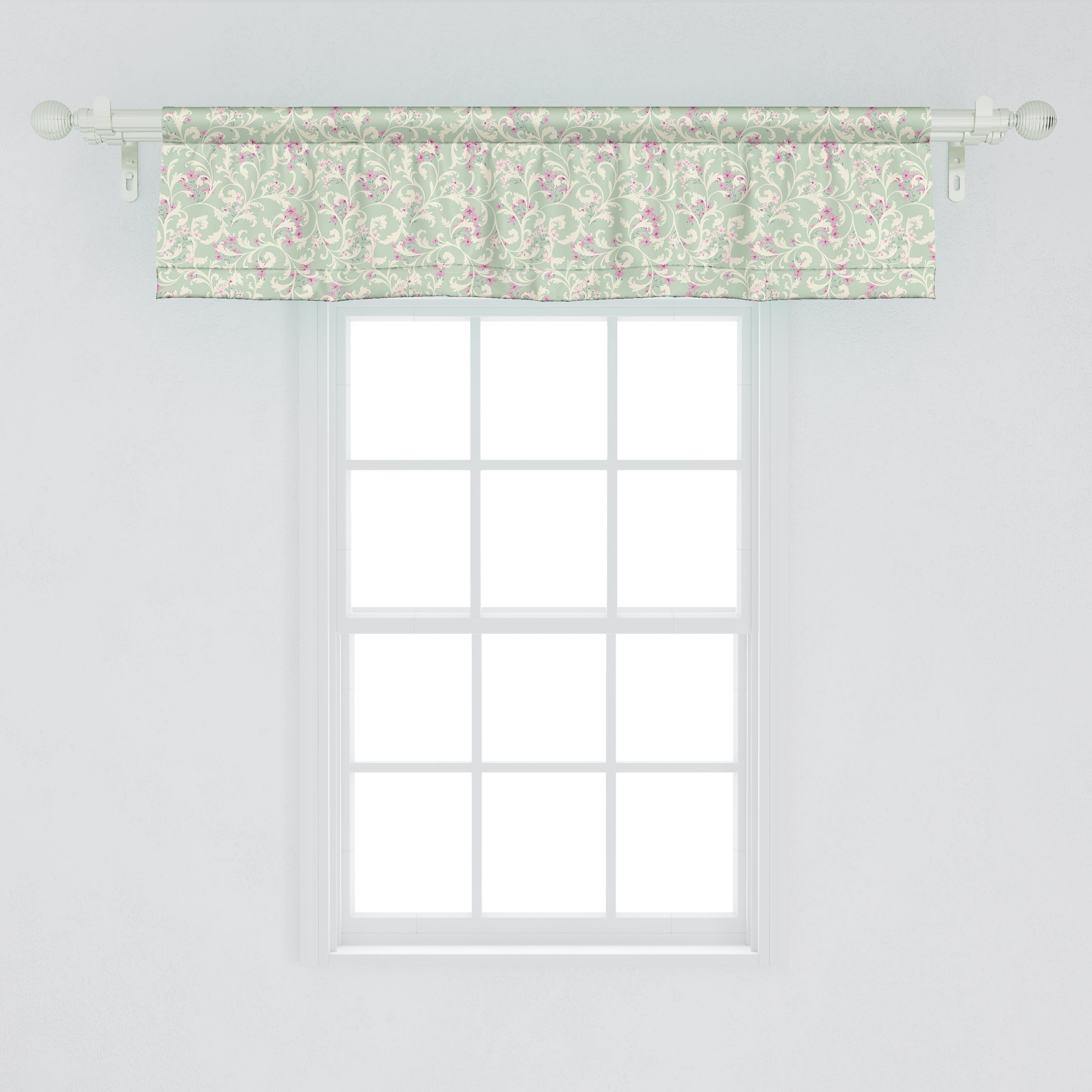 Scheibengardine Vorhang Volant für Küche Schlafzimmer Romantisch Dekor mit Stangentasche, Abakuhaus, Microfaser, curlicue Flourish