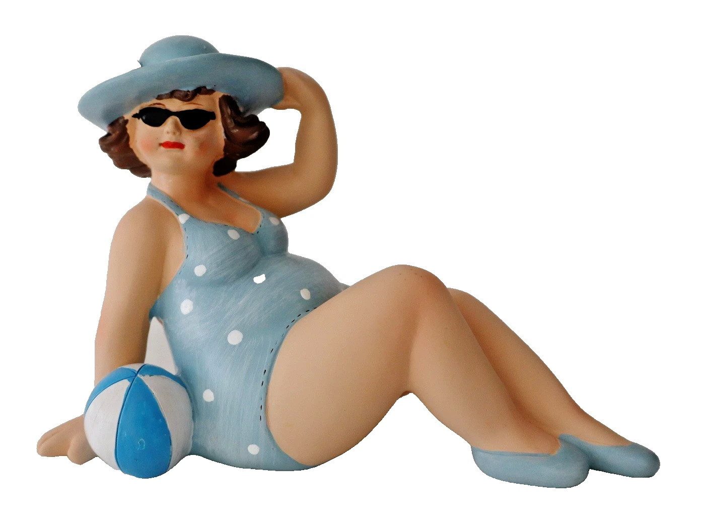 Kaufhaus le petit Dekofigur Frau im Badeanzug Hut Mollige Dicke Dame Deko Retro Figur Skulptur, Rubens Dekofigur Dekoskulptur Dekoobjekt aus Polyresin (Kunststein)