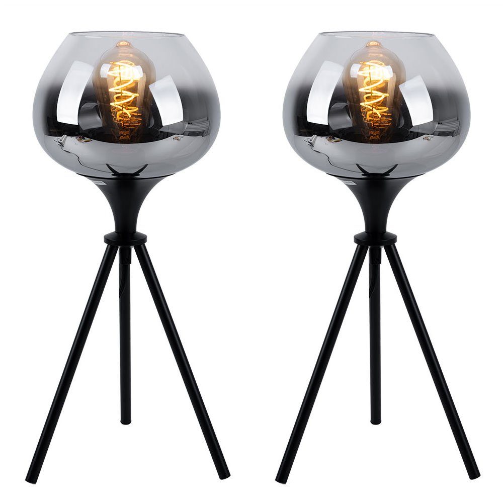 etc-shop LED Tischleuchte, Dreibein Tischlampe Leuchtmittel schwarz nicht Nachttischlampe inklusive, Beistellleuchte