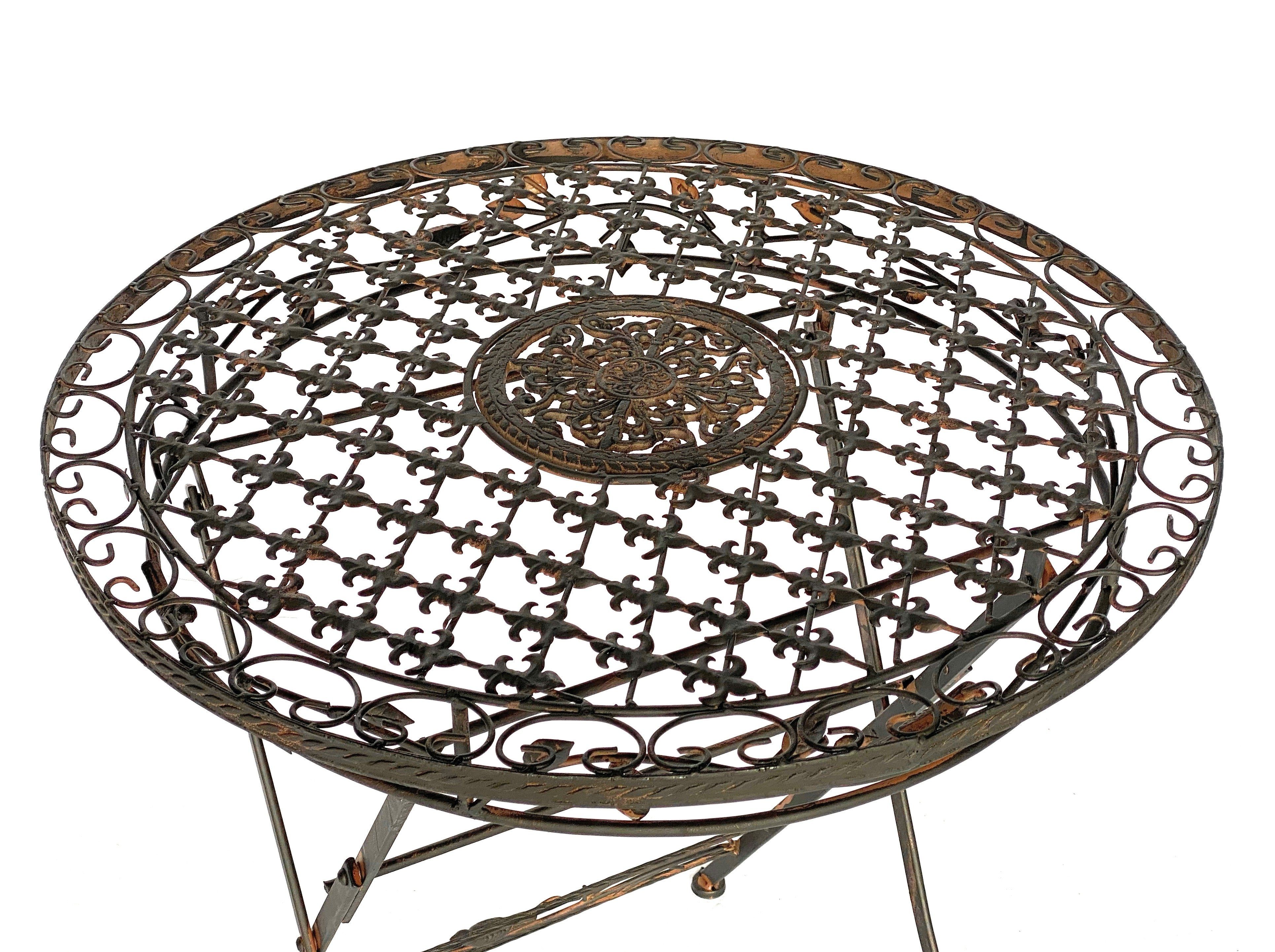 DanDiBo Gartentisch Tisch Bistrotisch Metall 1850 Antik Avis Rund Vintage Eisentisch Gartentisch Balkontisch