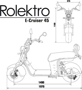 Rolektro E-Motorroller »E-Cruiser 45 Lithium, Schwarz, 60V-20Ah Akku, 1500 Watt«, 45 km/h