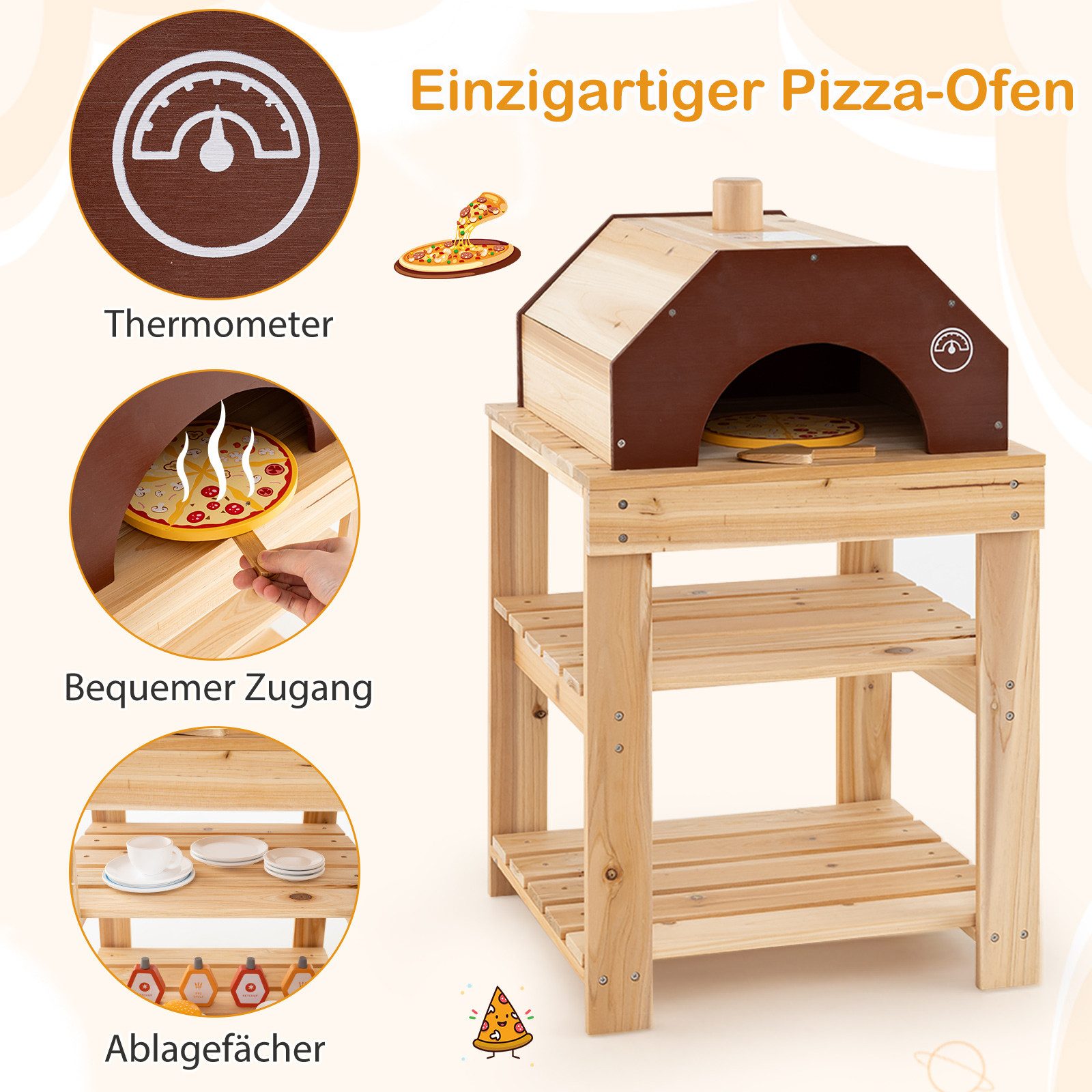 COSTWAY Outdoor-Spielküche Tannenholz, mit BBQ-Grill und günstig online kaufen