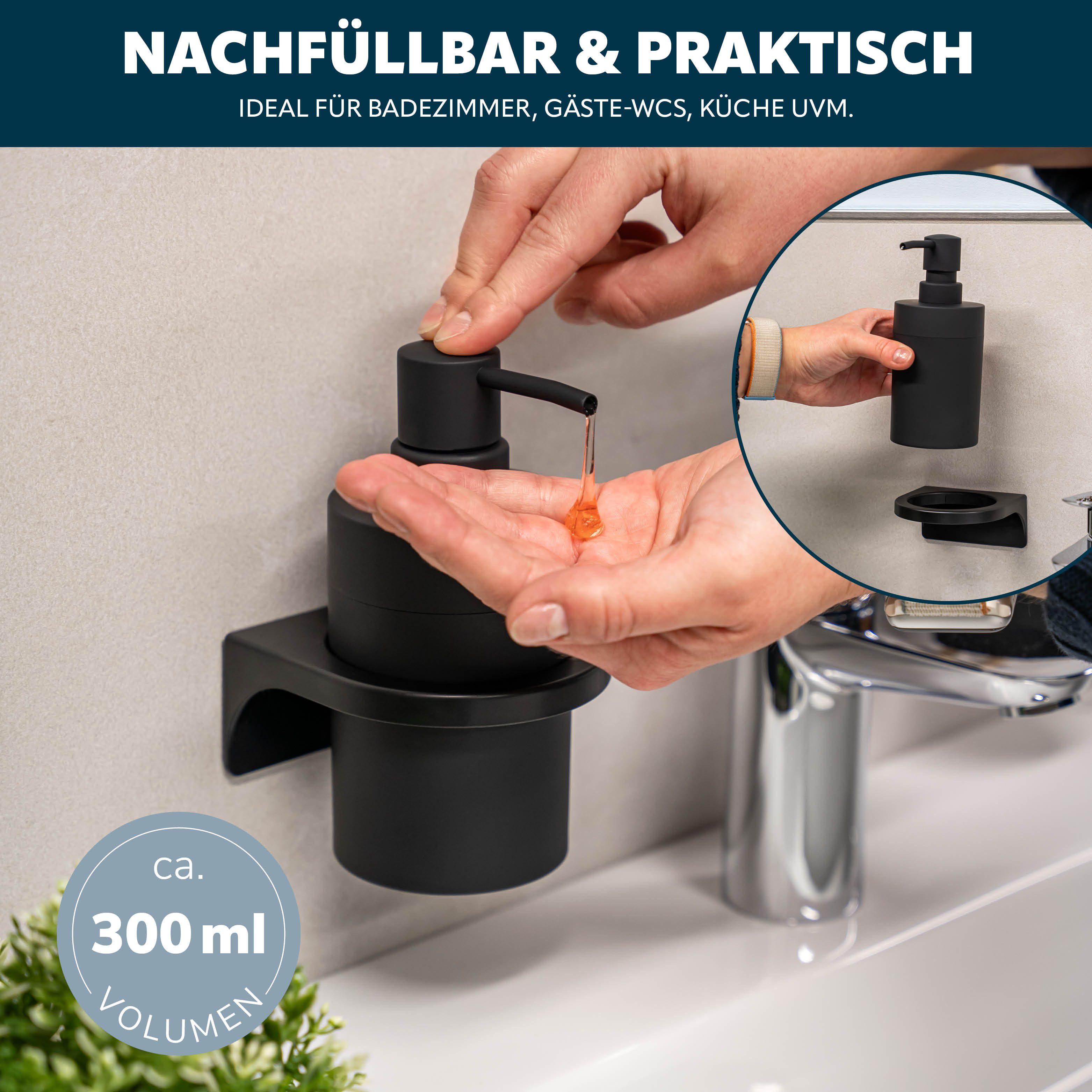 bremermann Seifenspender Bad-Serie SAVONA Softtouch inkl. Wandhalter, rund, (1-tlg., inkl. Montagematerial), mit Wandhalterung