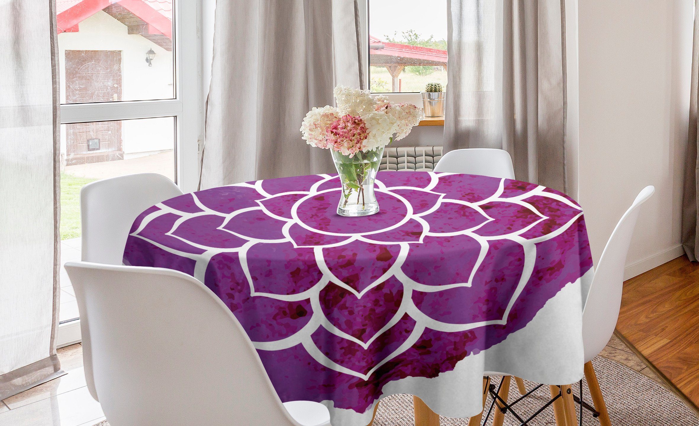 Abakuhaus Tischdecke Kreis Tischdecke Abdeckung für Esszimmer Küche Dekoration, lila Mandala Meditation Boho