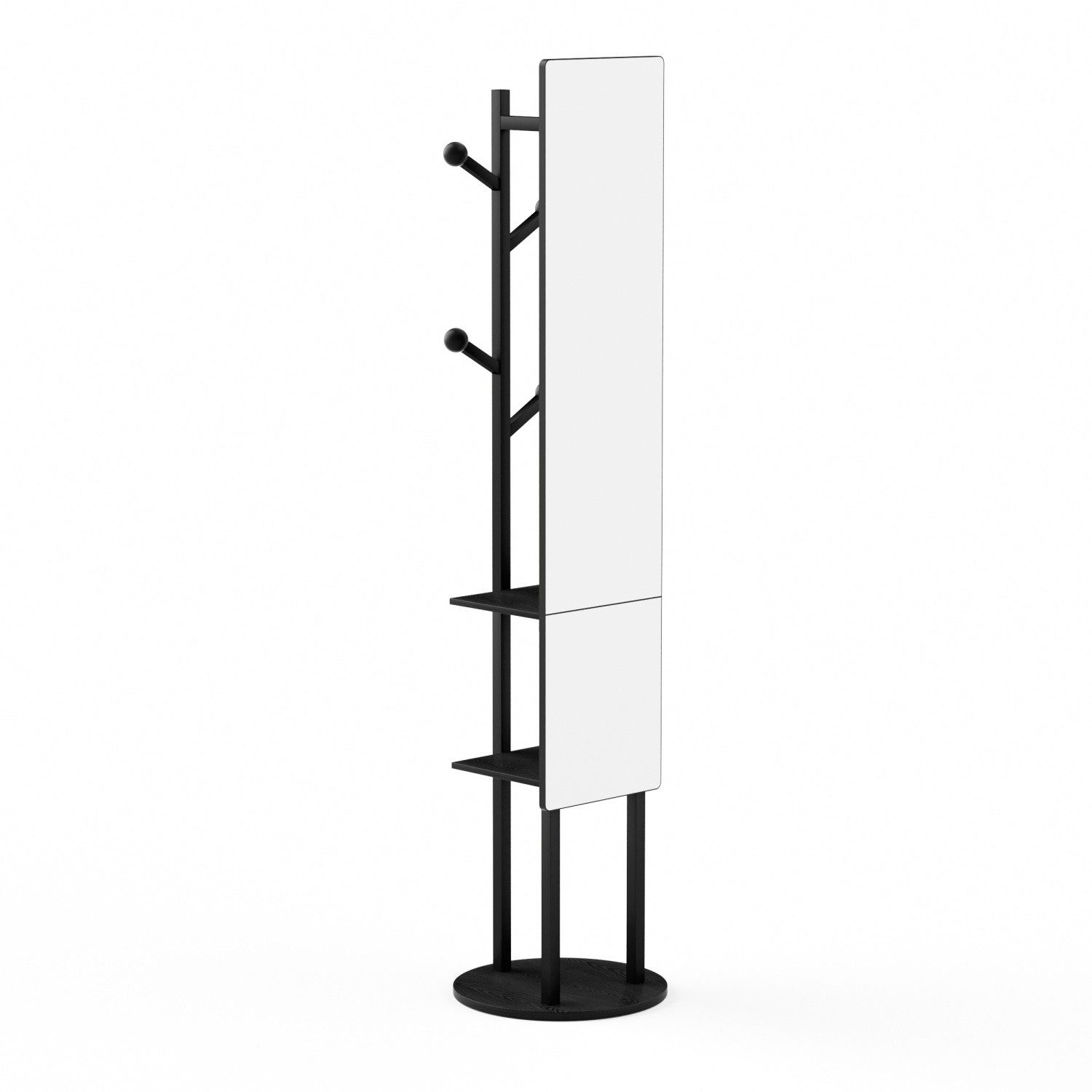 ANYSUN Ganzkörperspiegel Garderobe mit Stauraum 360°drehbarer multifunktionaler Kleiderständer (174*40 cm,Garderobe mit Haken), 2-in-1-Standspiegel,Ganzkörperspiegel für das Schlafzimmer