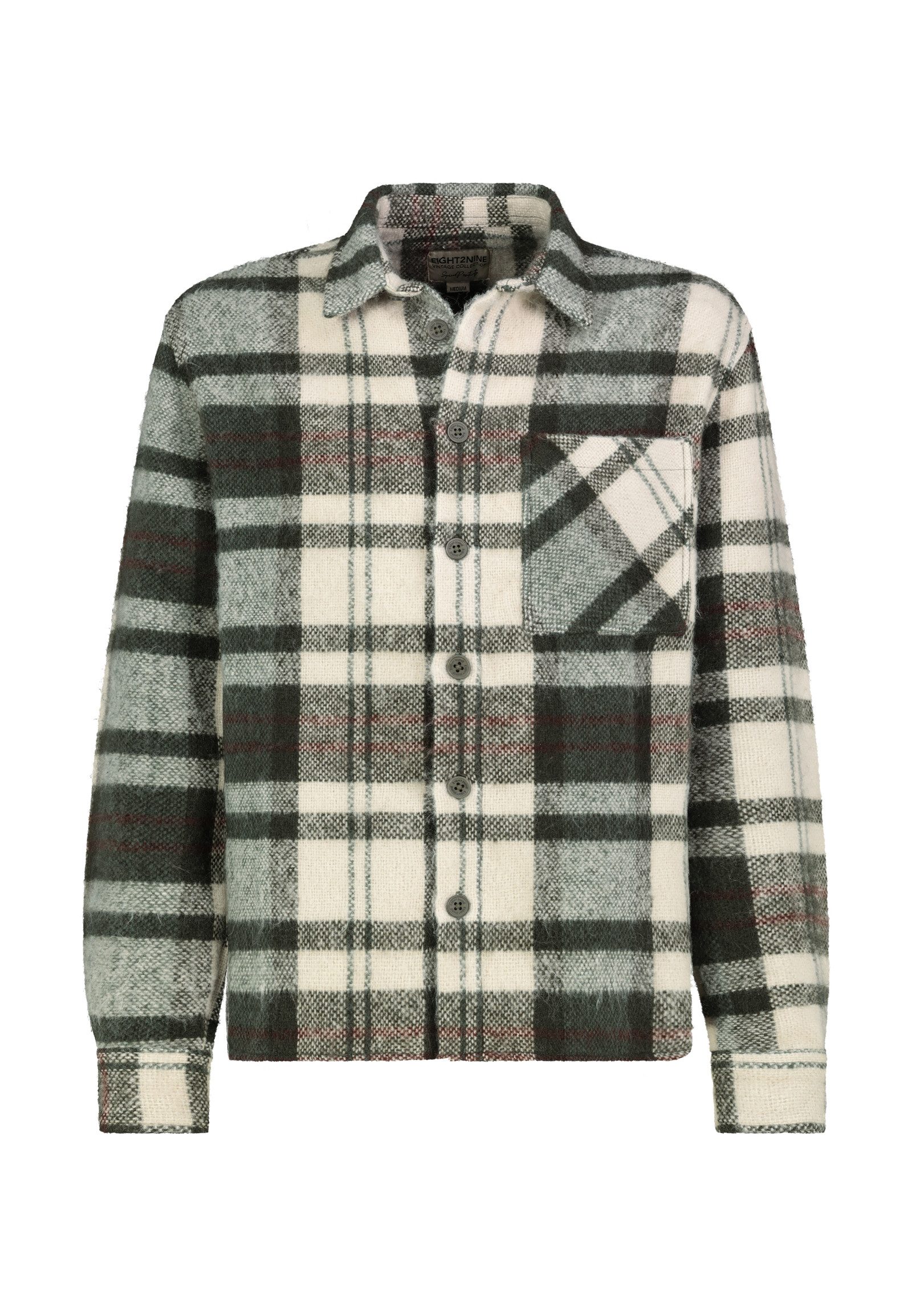 Eight2Nine Hemdjacke Herren Hemdjacke kariert mit Brusttasche Übergangsjacke, ungefüttert