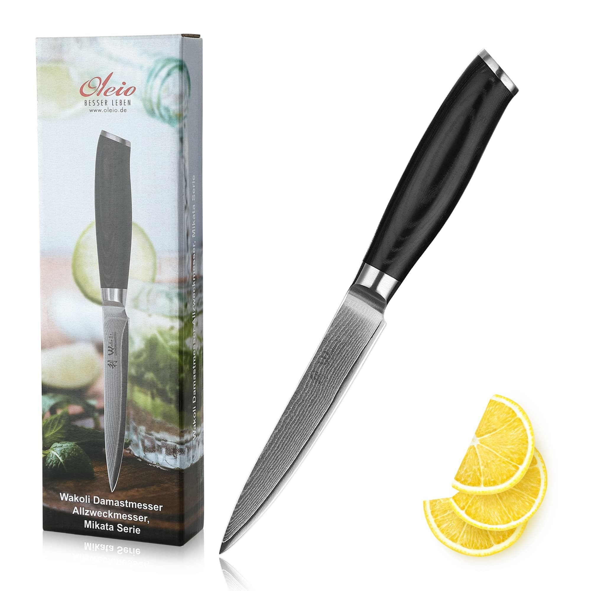 Wakoli Allzweckmesser Mikata Damast Küchenmesser 12cm Klinge Micartagriff, VG10 Kern, 67 Lagen Damaststahl