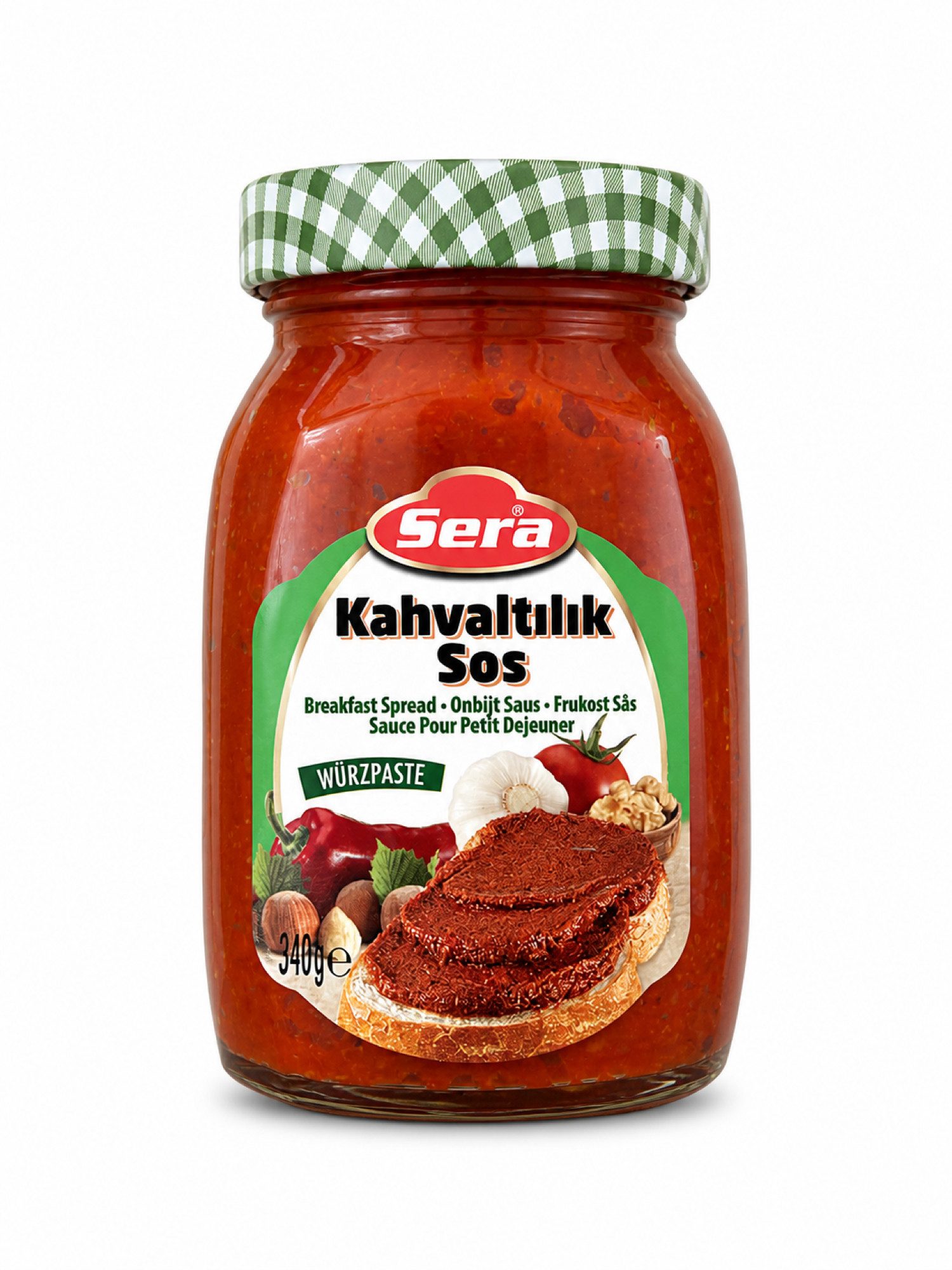 SERA FOOD Saucen Sera Acuka Aufstrich 340g mild Paprika Walnuss Frühstück, 1 x, Ohne künstliche Farbstoffe, Vegetarisch, Aufstrich