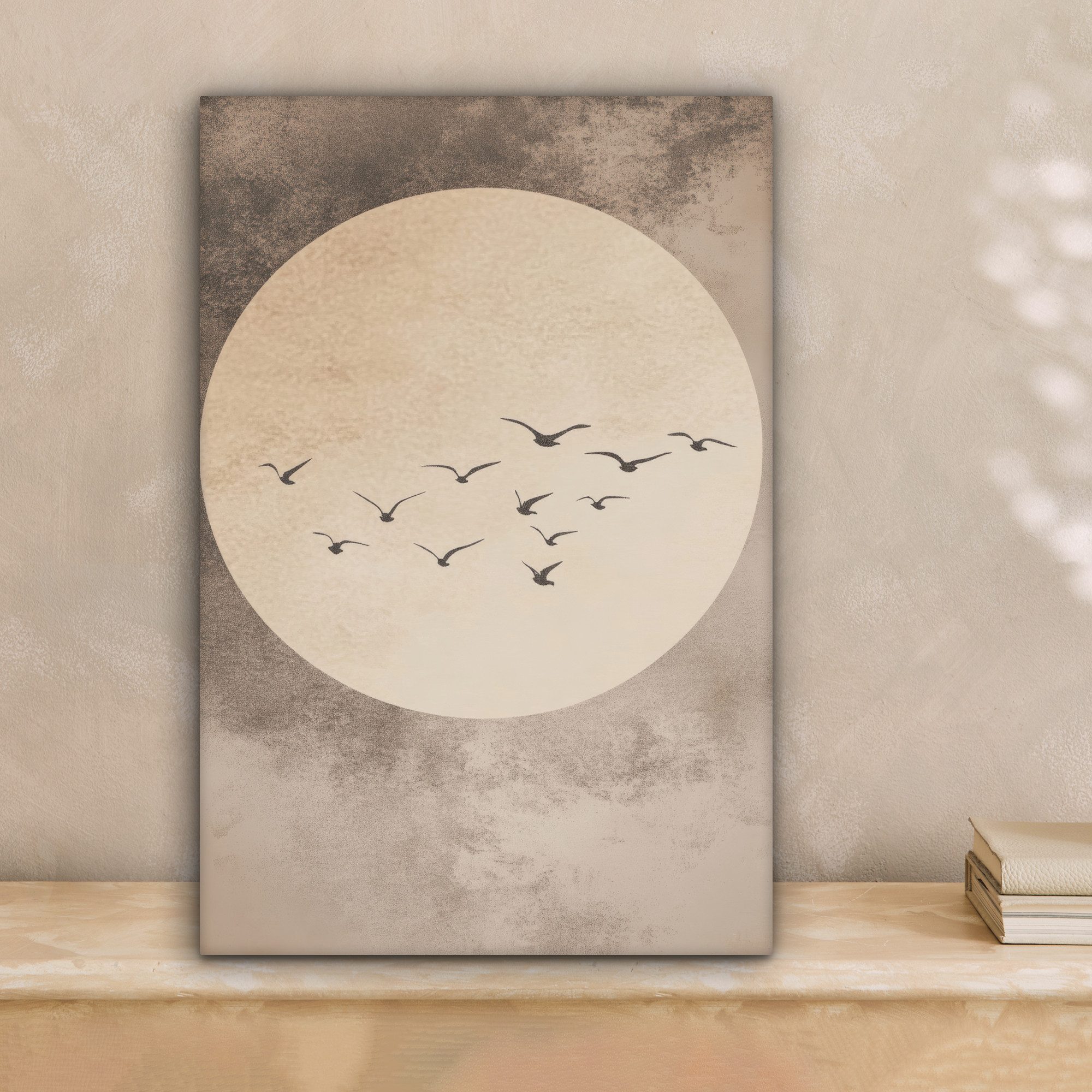 OneMillionCanvasses® Leinwandbild Vogel - Beige - Japanisch, Fotodruck (1 S günstig online kaufen