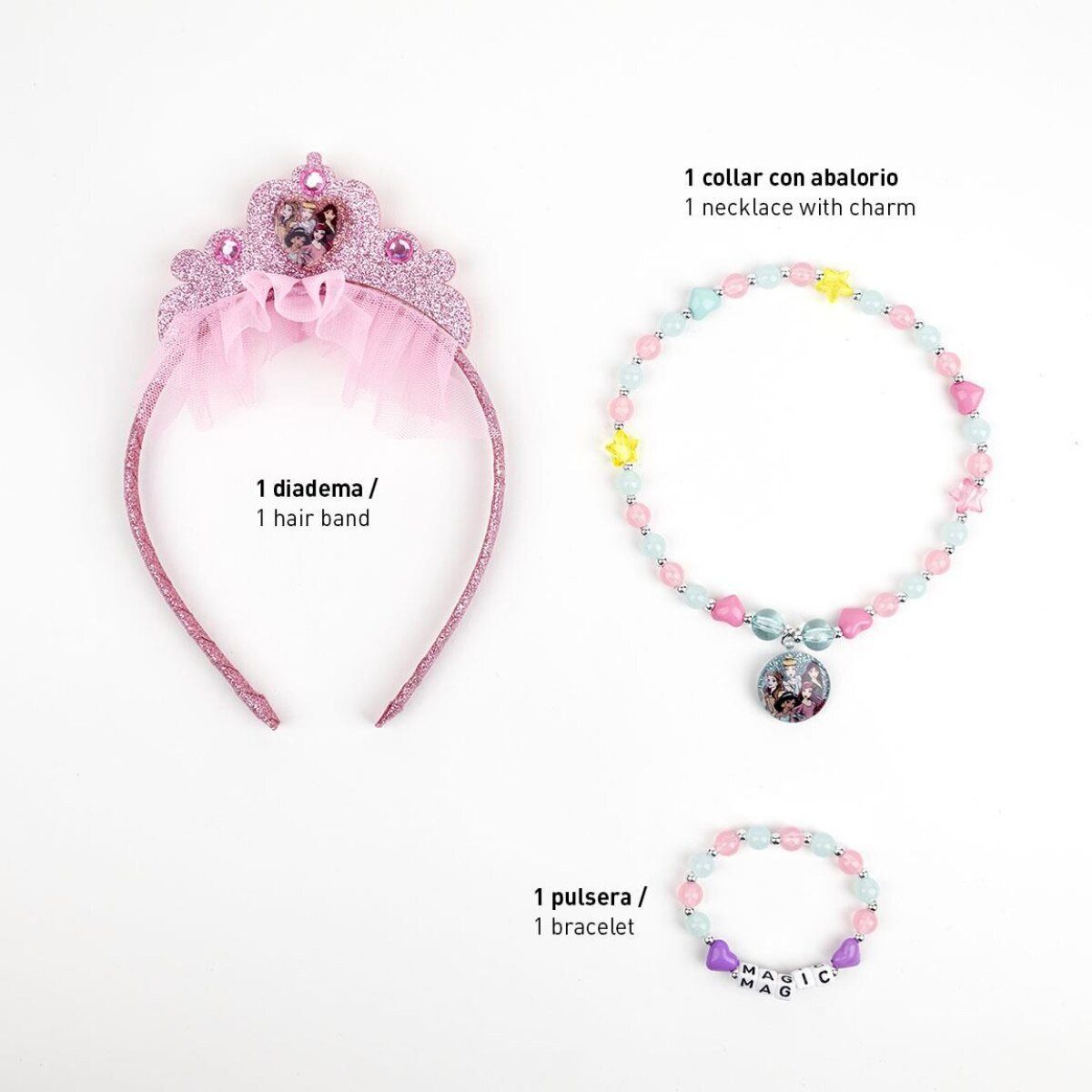 Disney Schmuckset Disney Princess Schmuckset 3-teiliges Set Halskette, Armband & Ring
