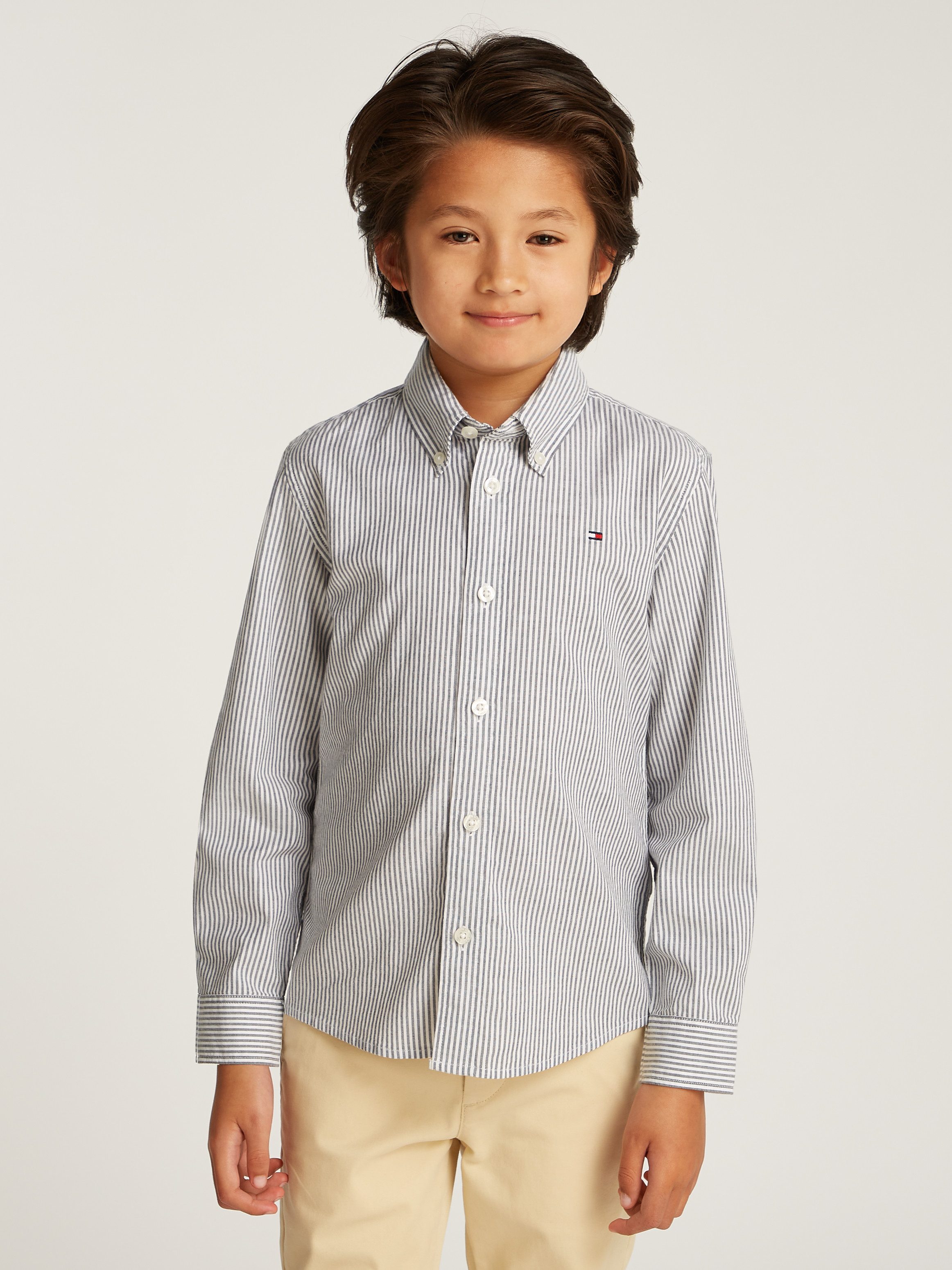 Tommy Hilfiger Langarmhemd Button-Down-Kragen, elastische Baumwoll-Qualität, Kinder bis 16 Jahre