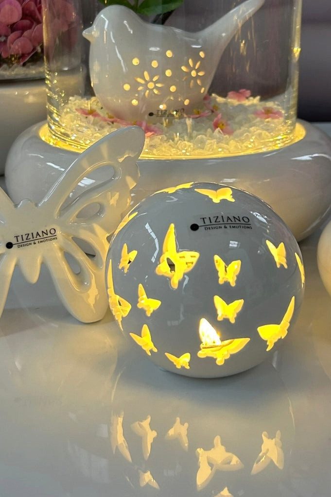 TIZIANO - DESIGN & EMOTIONS Dekofigur Lichtkugel Ciliana LED weiß-creme