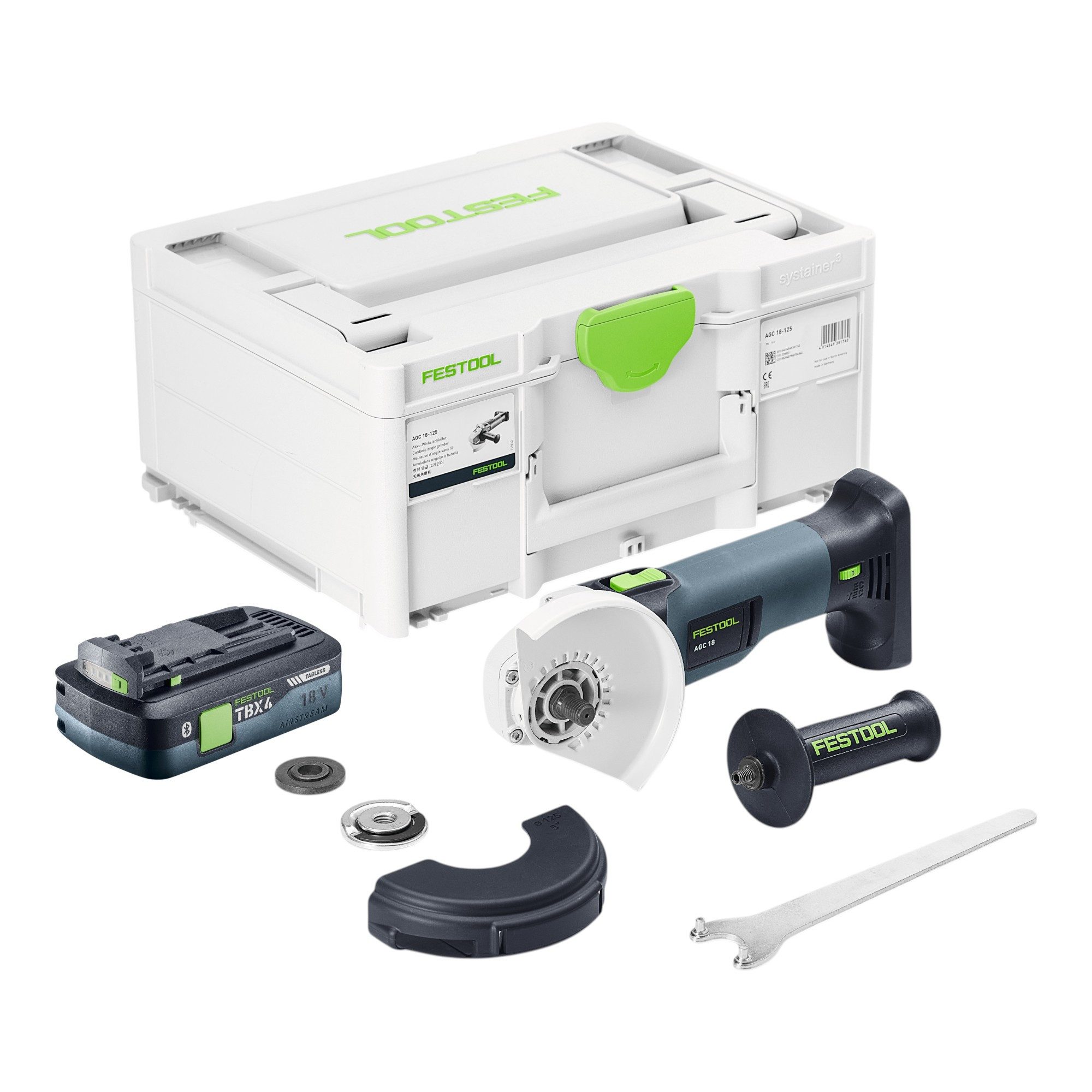 FESTOOL Akku-Winkelschleifer AGC 18-125 EB-Basic Akku Winkelschleifer 18 V 125 mm Brushless + 1x