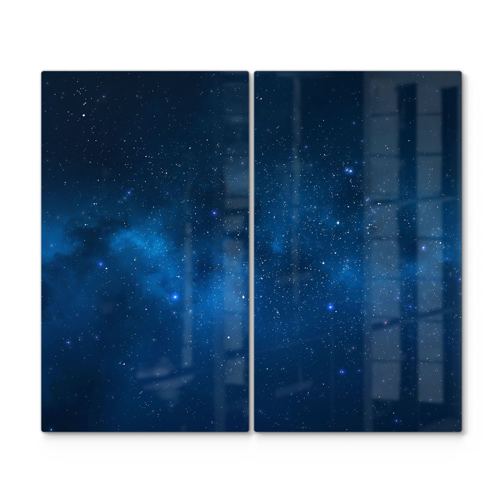 DEQORI Herdblende-/Abdeckplatte 'Nächtlicher Sternenhimmel', Glas, (2 tlg), Glas Herdabdeckplatte Ceranfeld Herd