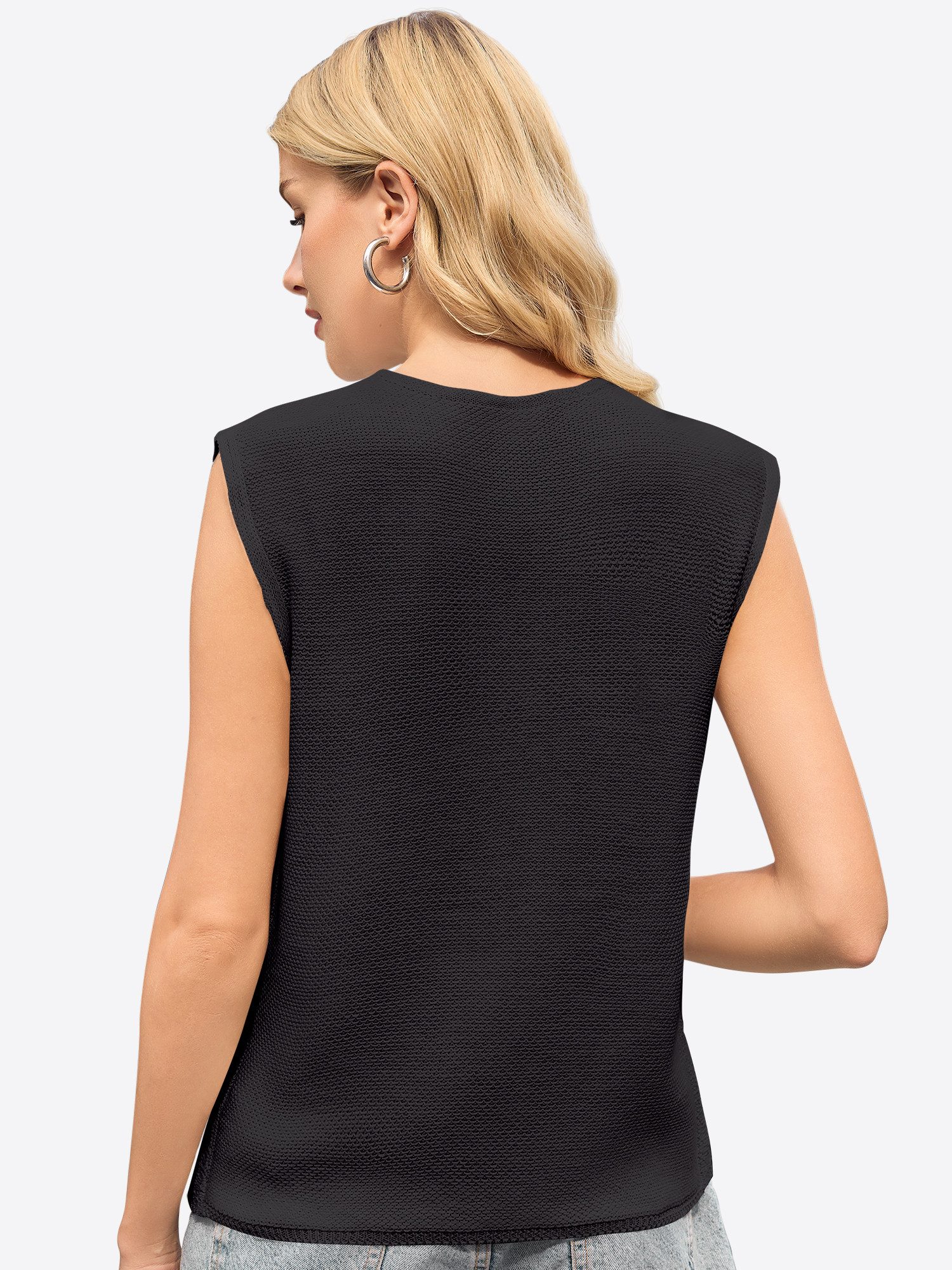Imily Bela Strickweste Damen Ärmellos mit Bindebändern für Sommer Strandlook (Packung, 1-tlg., 1per-Pack) gehäkelt in Unifarbe