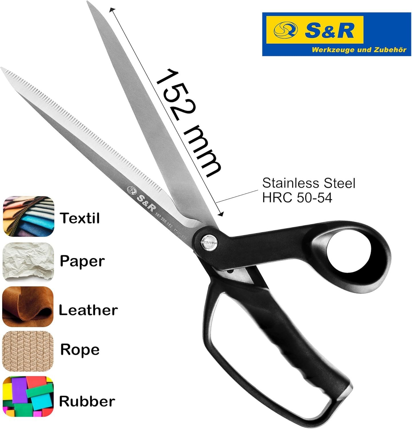 S&R Stoffscheren Profi Schneiderschere 288 mm mit 152mm Klinge