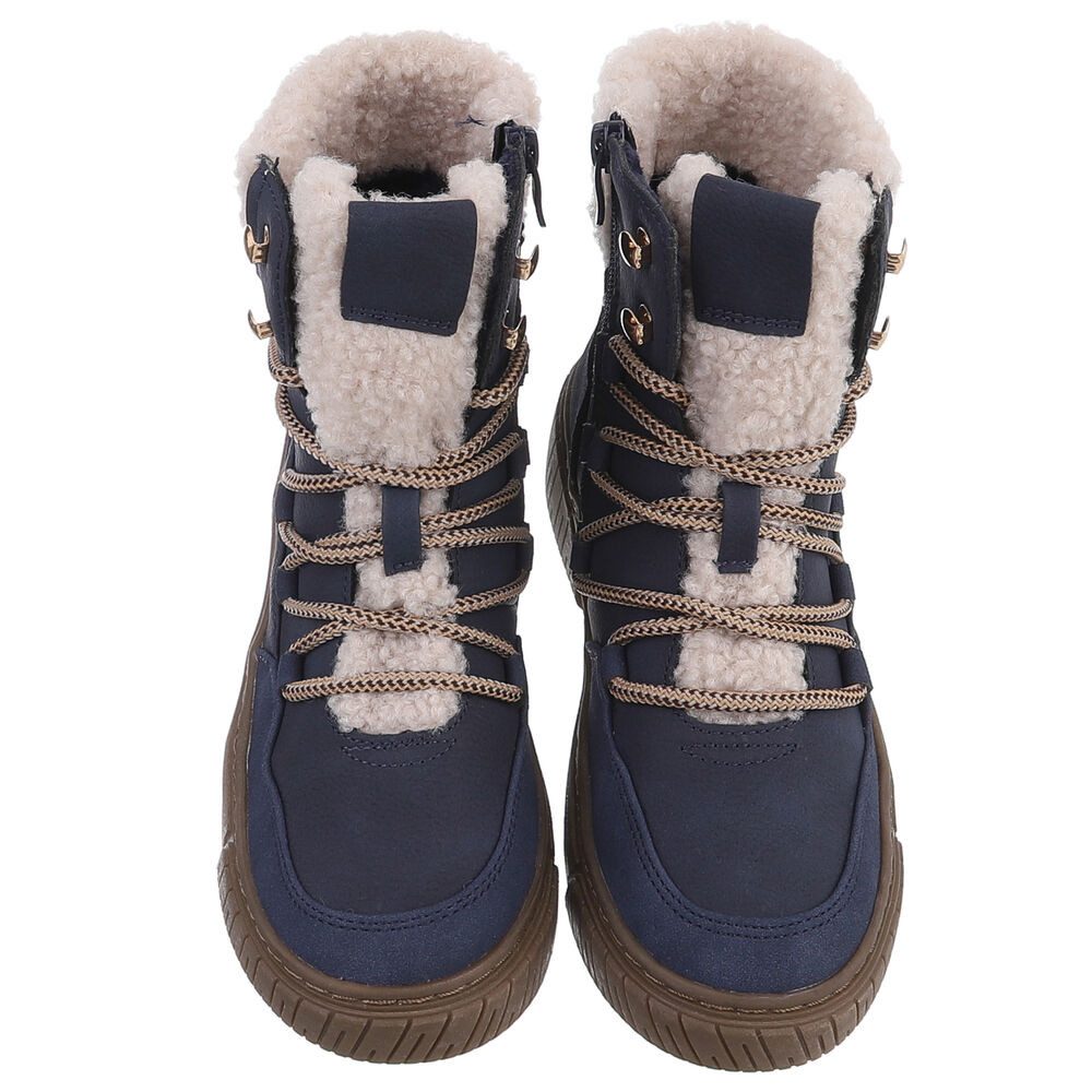 Ital-Design Modischer Halbschuh mit Schnürung und Innenfutter für Damen Stiefelette (90598790) Flach Plateaustiefeletten in Blau – Bild 4 von 5