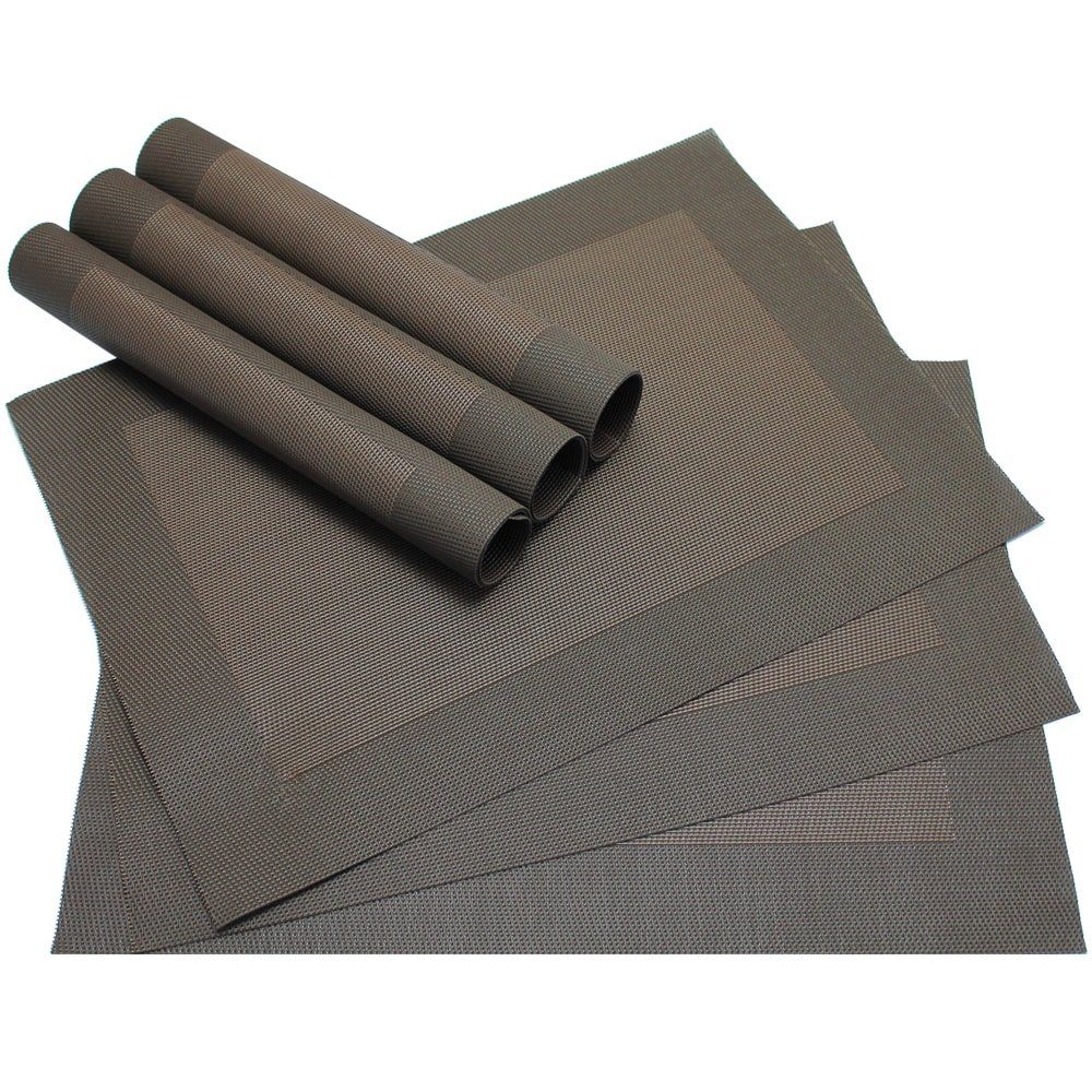 matches21 HOME & HOBBY Platzset Tischset BORDA 6er braun dunkelbraun Tischunterlage als Tischdeko, (6-St), modernes Esstisch Platzdeckchen als abwaschbarer Tischuntersetzer