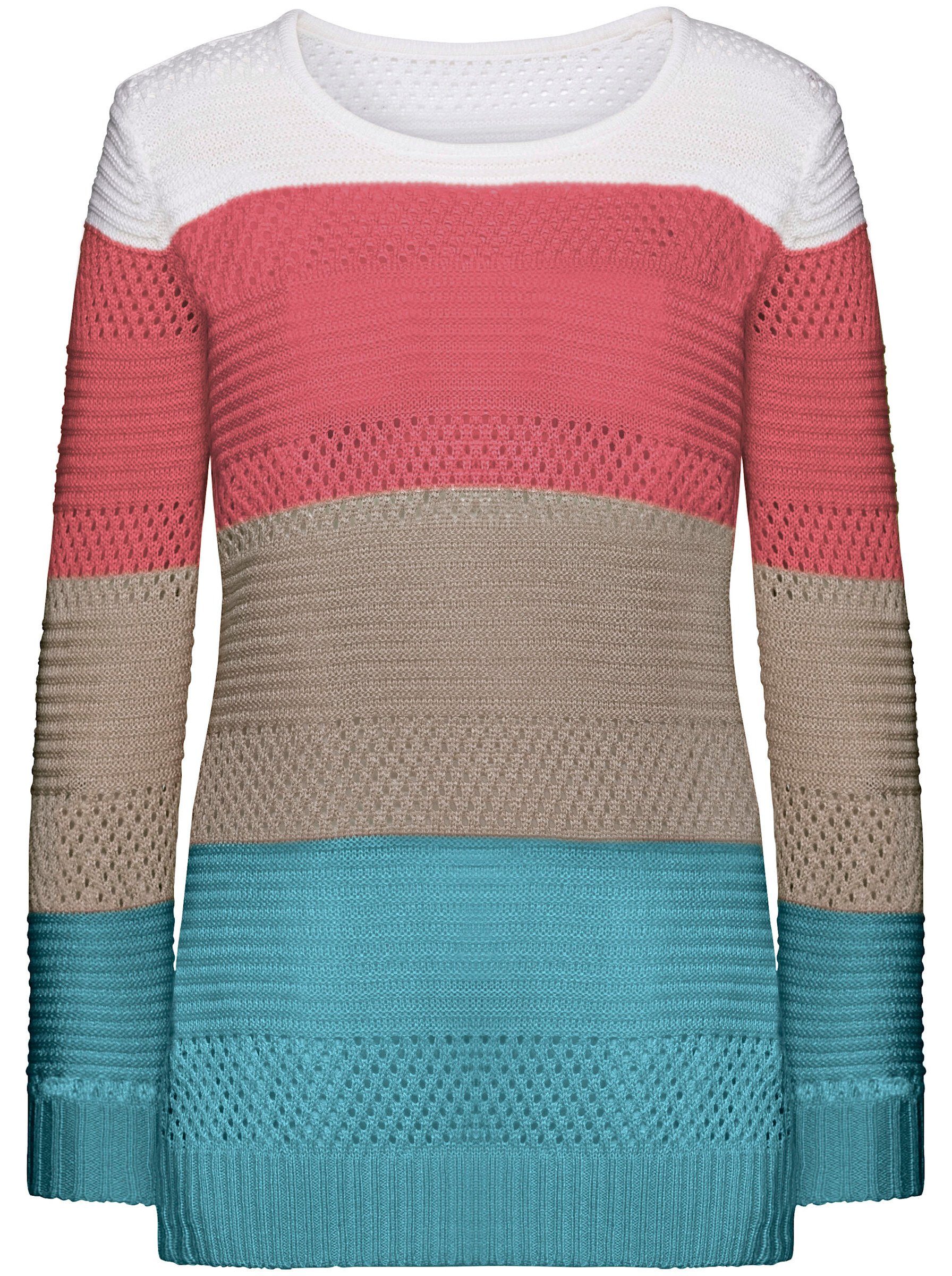 Sieh an! Strickpullover Pullover Langarm Ajour
