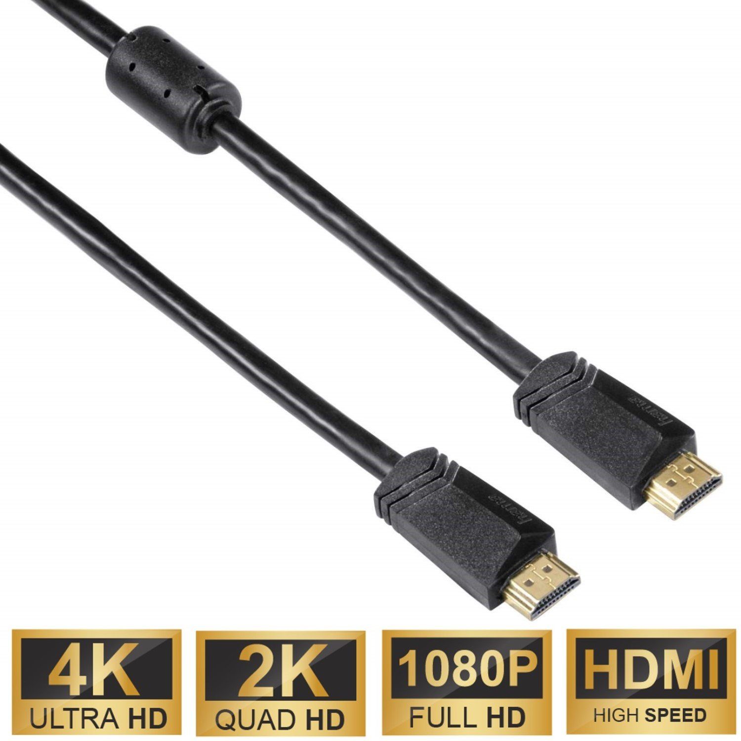 Hama High-Speed HDMI-Kabel 5m Ethernet vergoldet Video-Kabel, HDMI, (500 cm), Full HD TV ARC 3D 1080p HD TV LED LCD OLED Plasma vergoldete Stecker