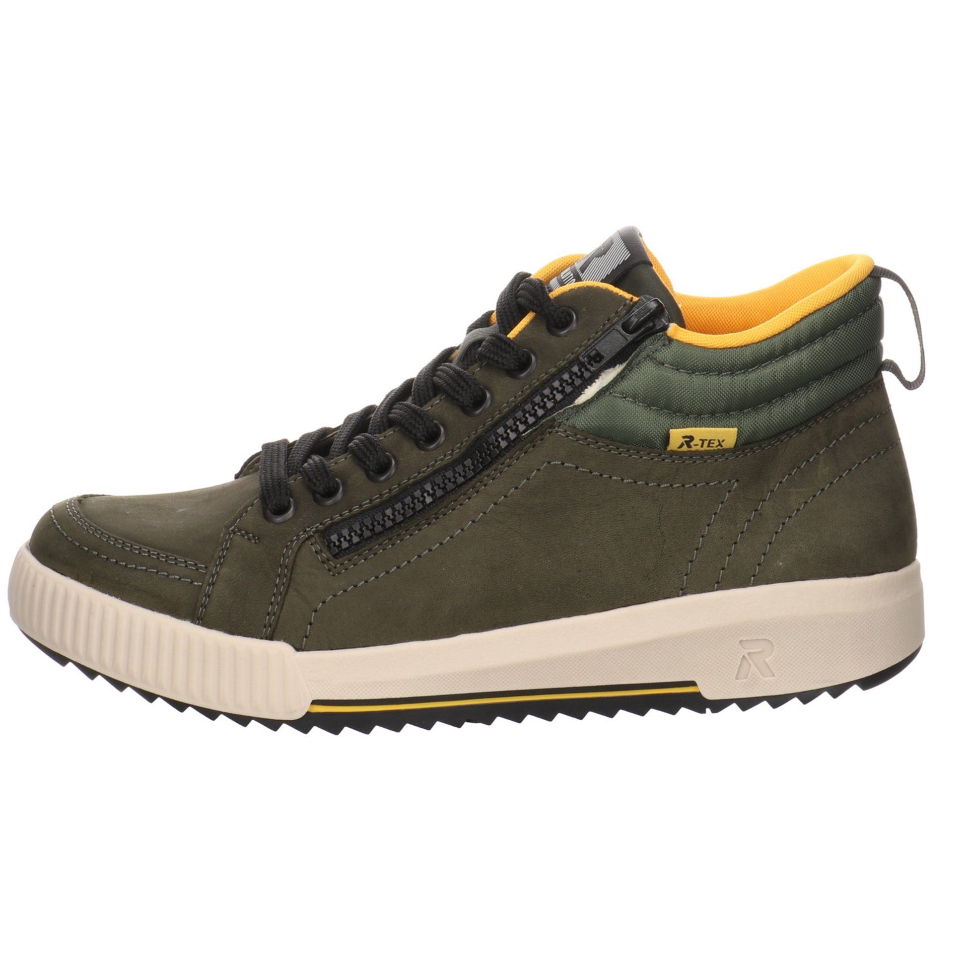 Stiefeletten Rieker Boots Damen moor/olive/forest Leder-/Textilkombination R-Evolution Schuhe Schnürstiefelette