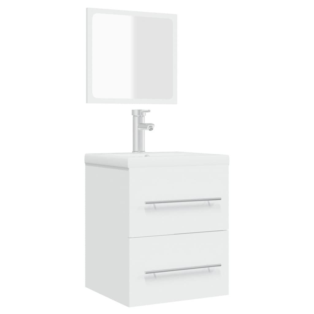 Badezimmer-Set Spiegel vidaXL cm, 41x38,5x48 Badschrank Weiß (1-St) mit
