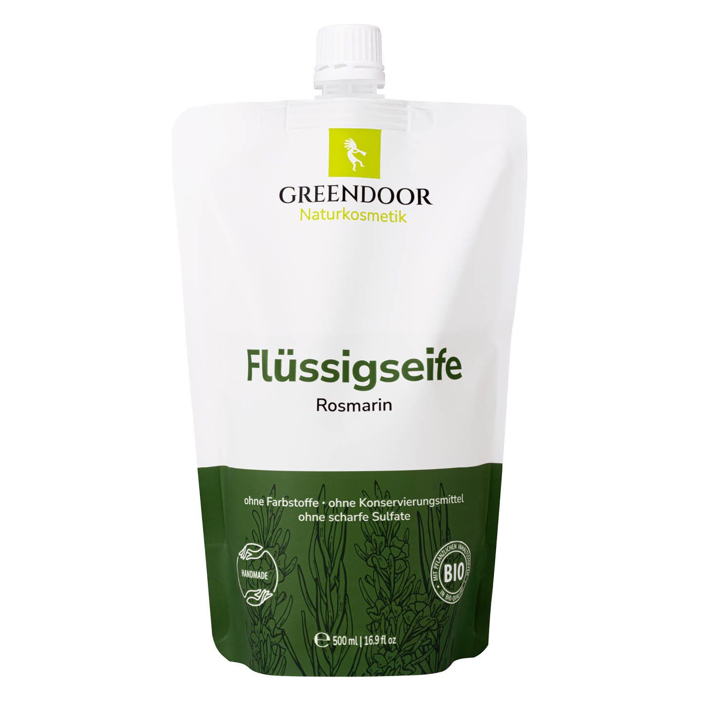 GREENDOOR Flüssigseife Flüssigseife Nachfüllpackung Rosmarin